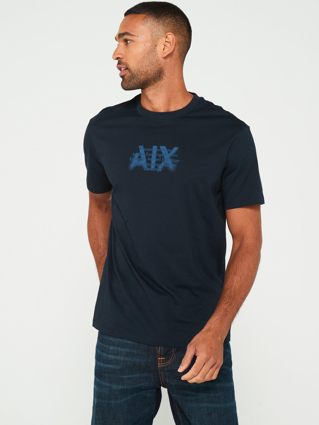undefined Regular Fit Spray Chest Logo T-Shirt - Navy