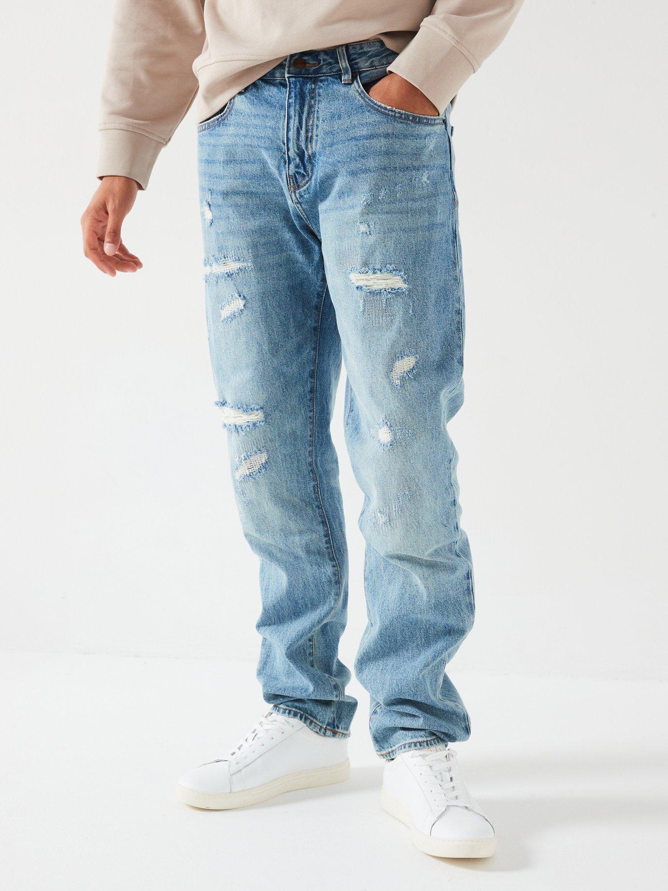 undefined J13 Rip  &  Repair Slim Fit Jeans - Light Wash