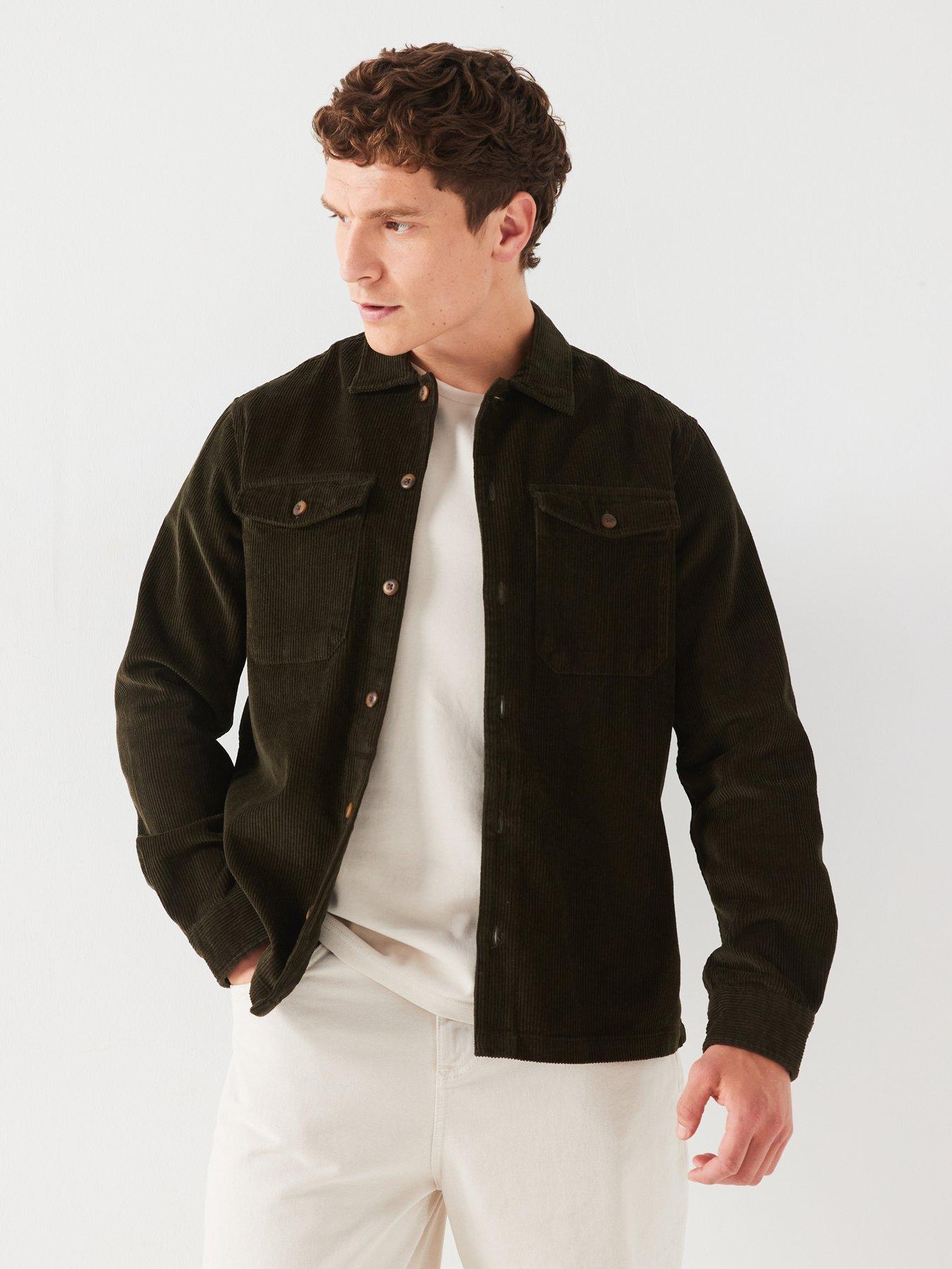 undefined Eddie Corduroy Chest Pocket Overshirt - Dark Green