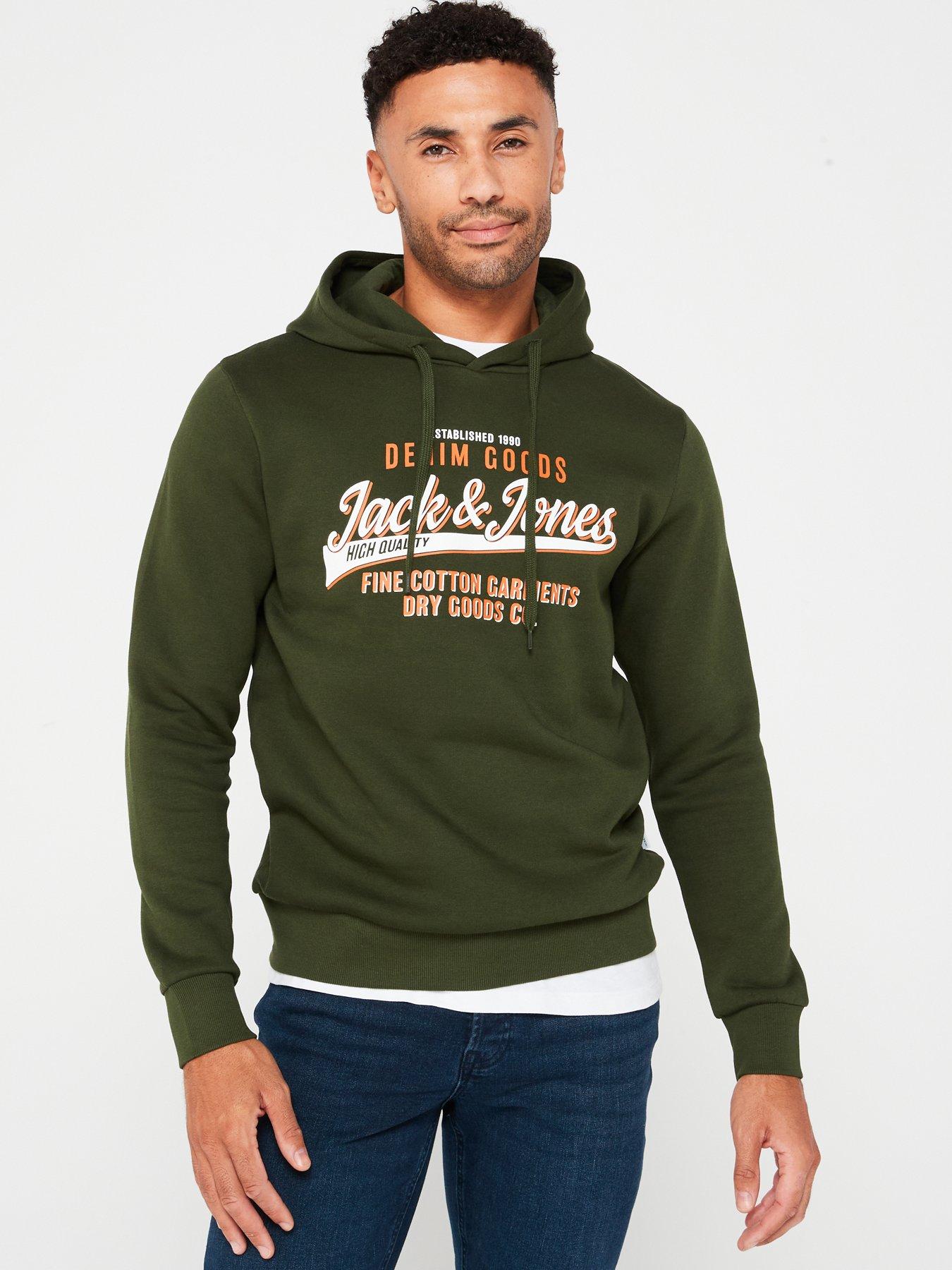Jack & Jones Jack & Jones Authentic Denim Goods Logo Hoodie, Green, Size 2Xl, Men