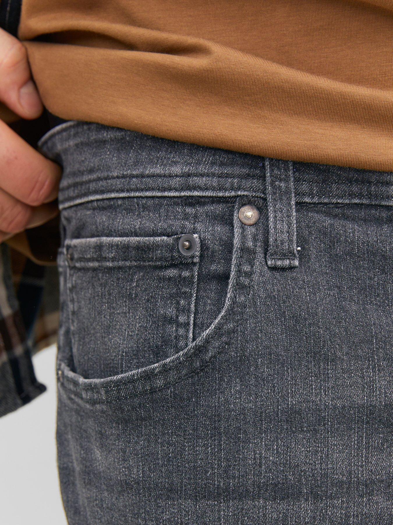 Image 4 of 6 of Jack & Jones Jack &amp; Jones Plus Mike Regular Tapered Jeans - Dark Wash Blue