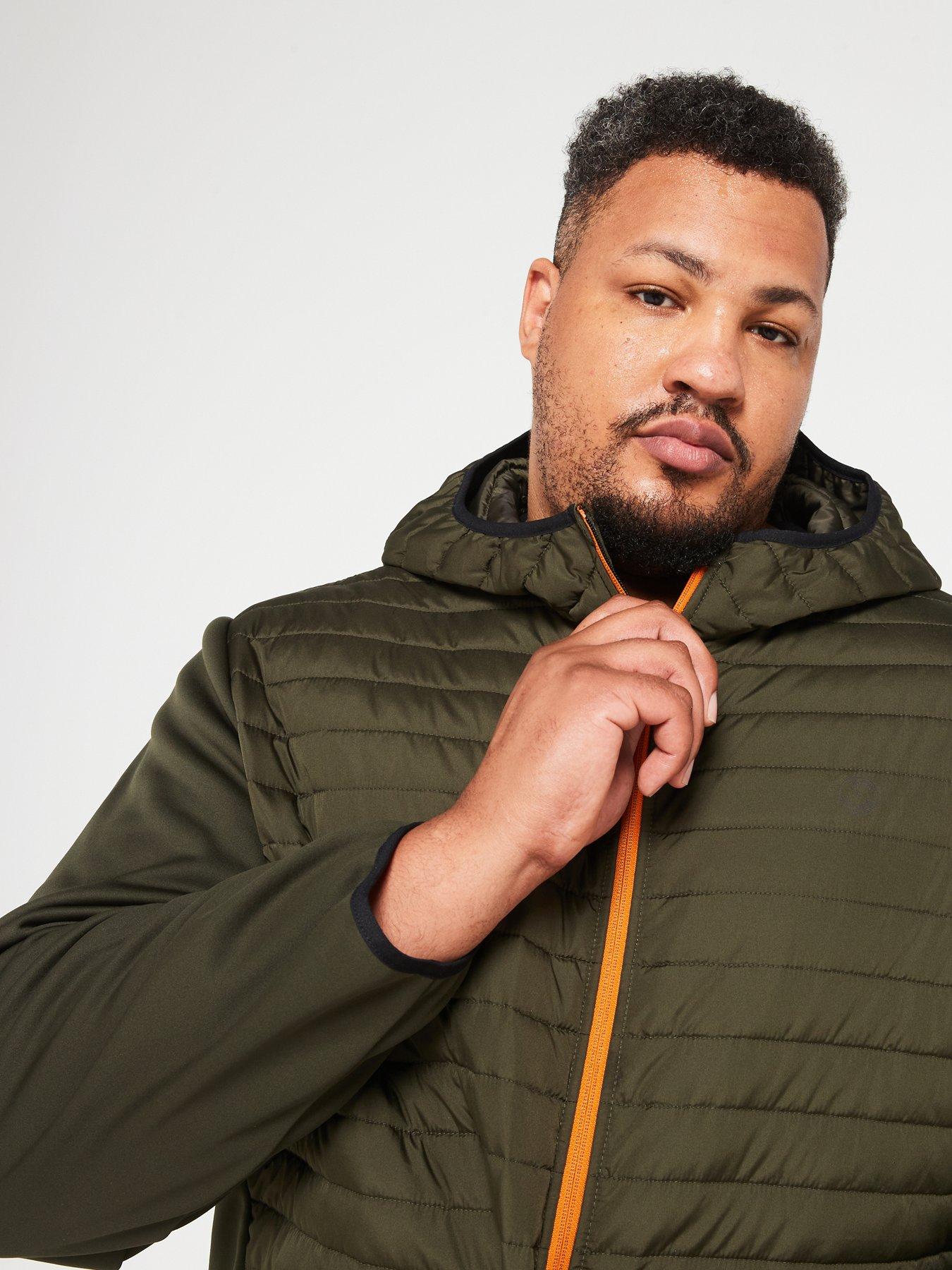 Jack Jones Jack Jones Plus Hooded Hybrid Quilted Jacket Dark Green Very