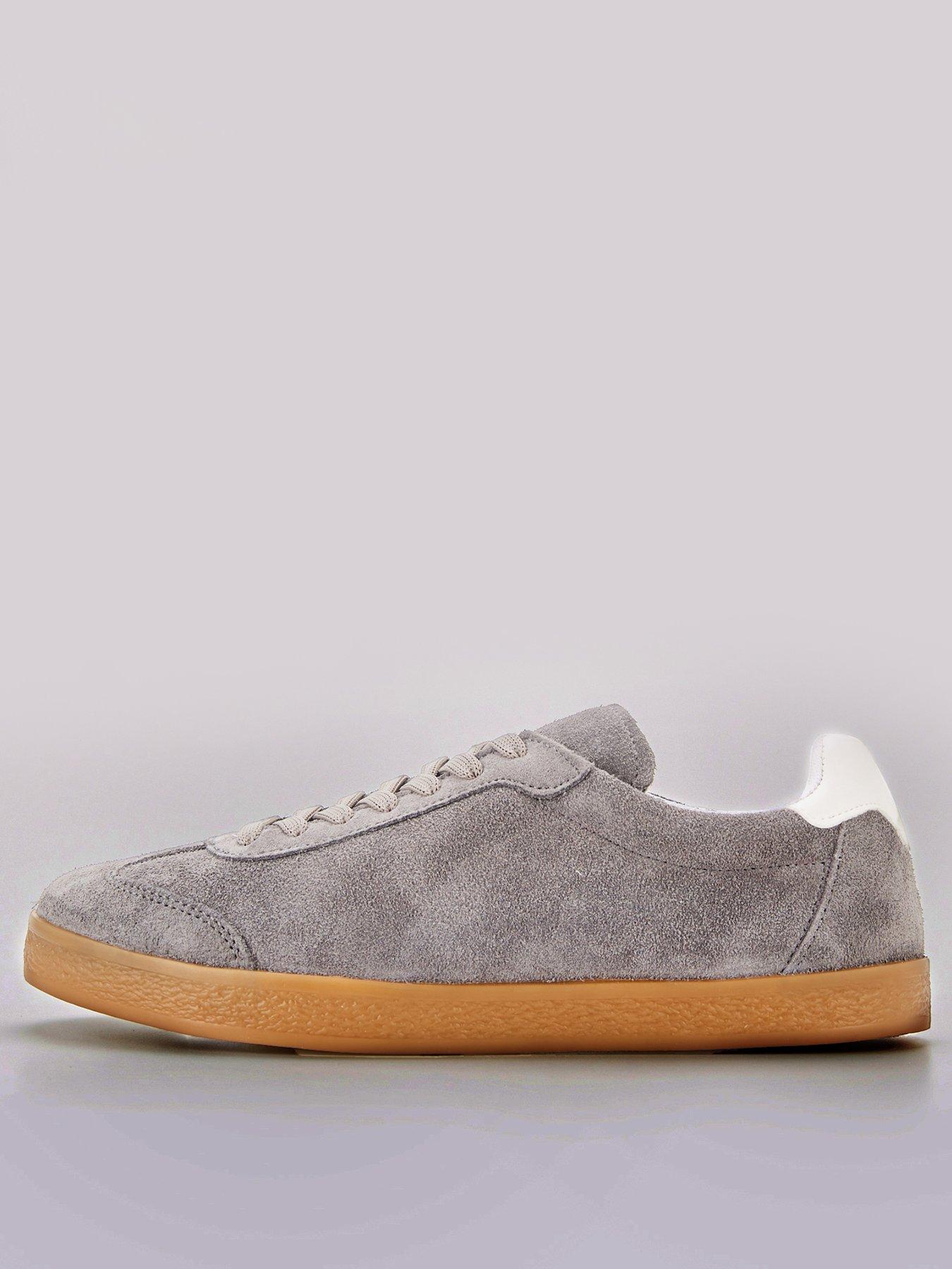 undefined Real Suede Lace Up Trainer - Grey