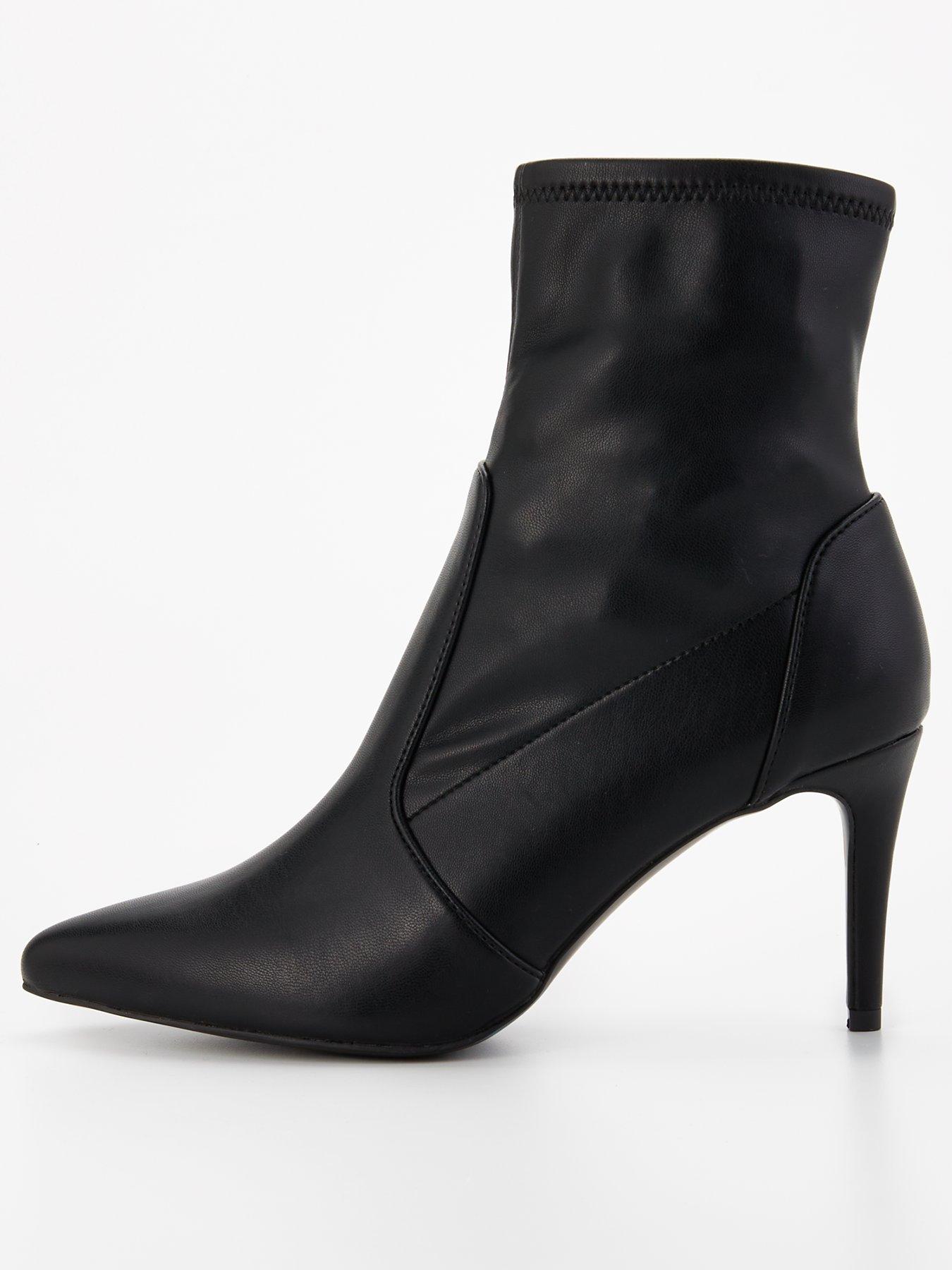 V by Very Cone Heel Suedette Calf Boot Black very