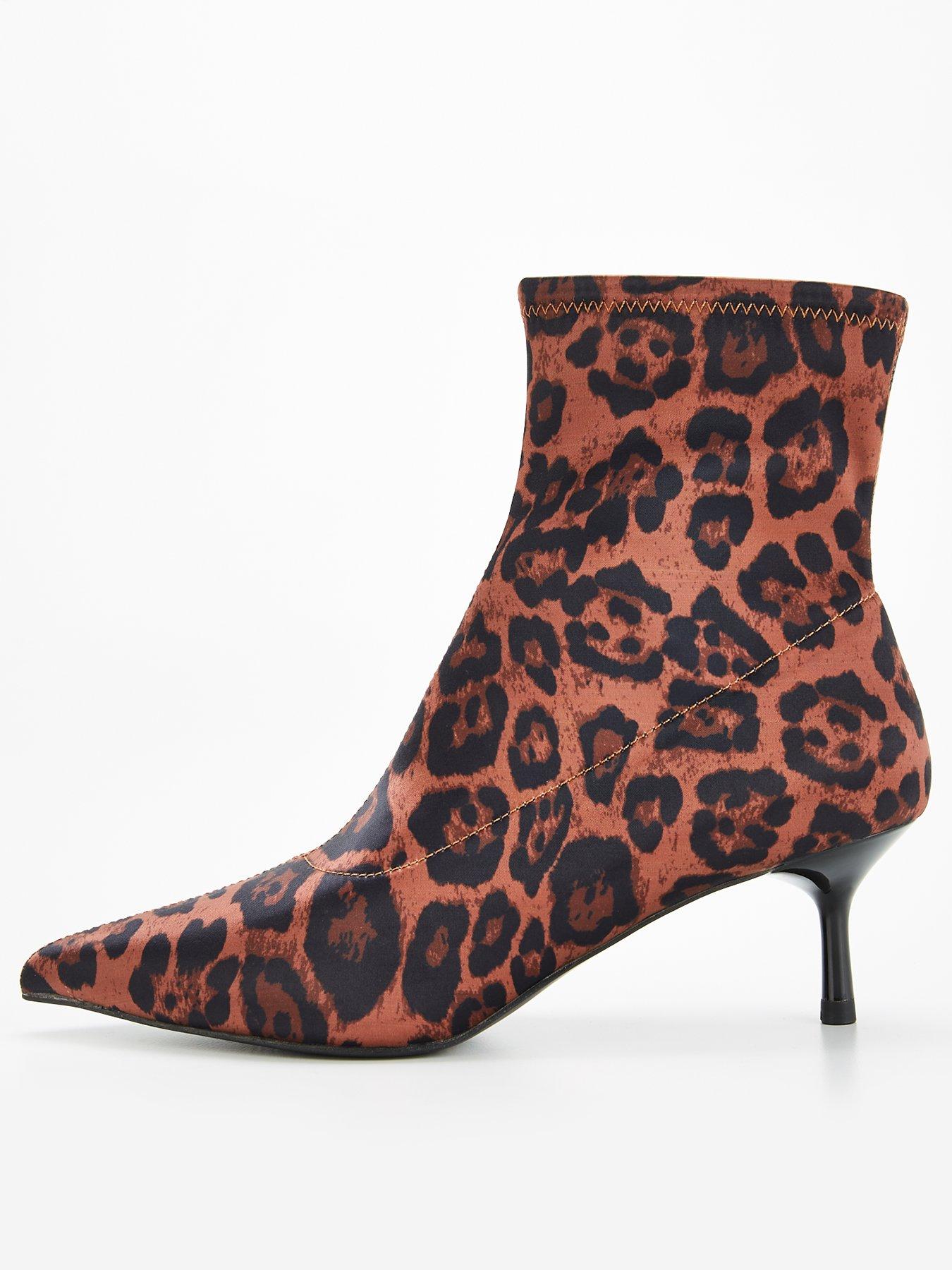 Image 1 of 7 of V by Very Leopard Ankle Sock Boot - Brown