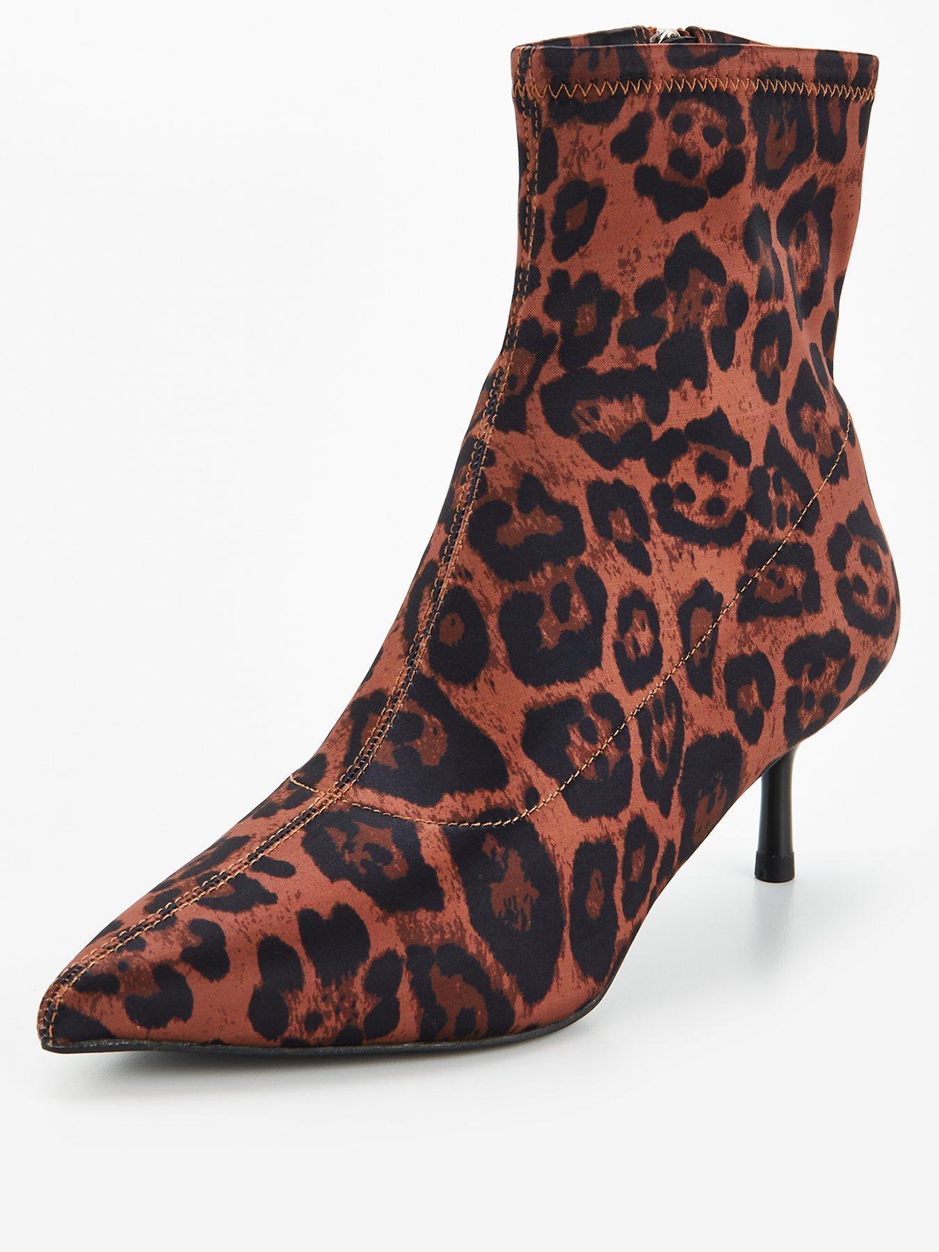 Image 2 of 7 of V by Very Leopard Ankle Sock Boot - Brown