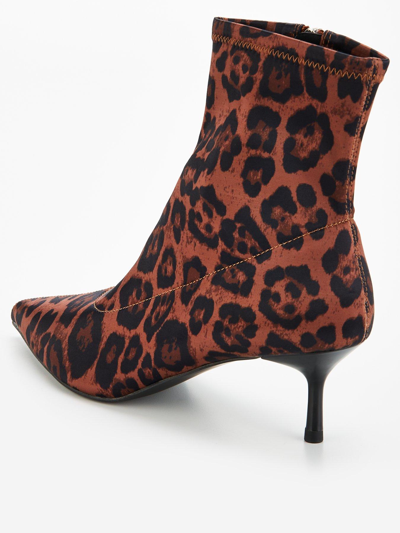 Image 3 of 7 of V by Very Leopard Ankle Sock Boot - Brown