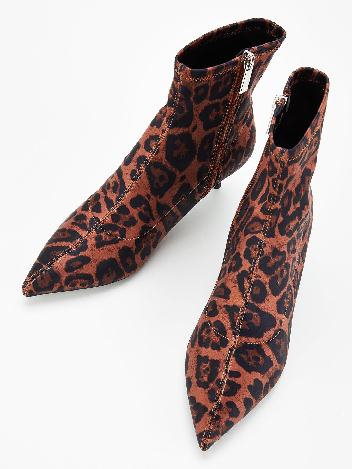 Image 4 of 7 of V by Very Leopard Ankle Sock Boot - Brown