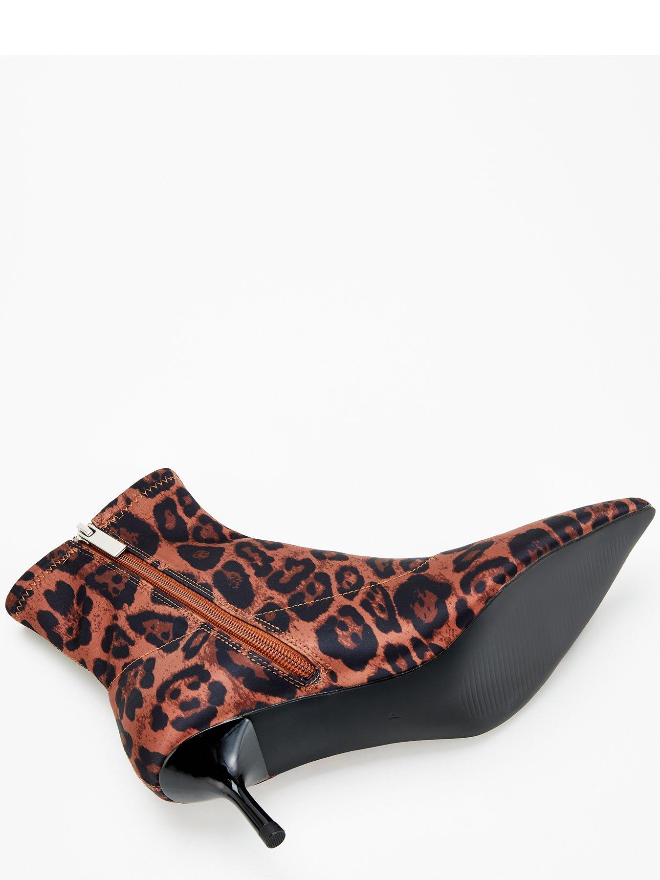 Image 5 of 7 of V by Very Leopard Ankle Sock Boot - Brown