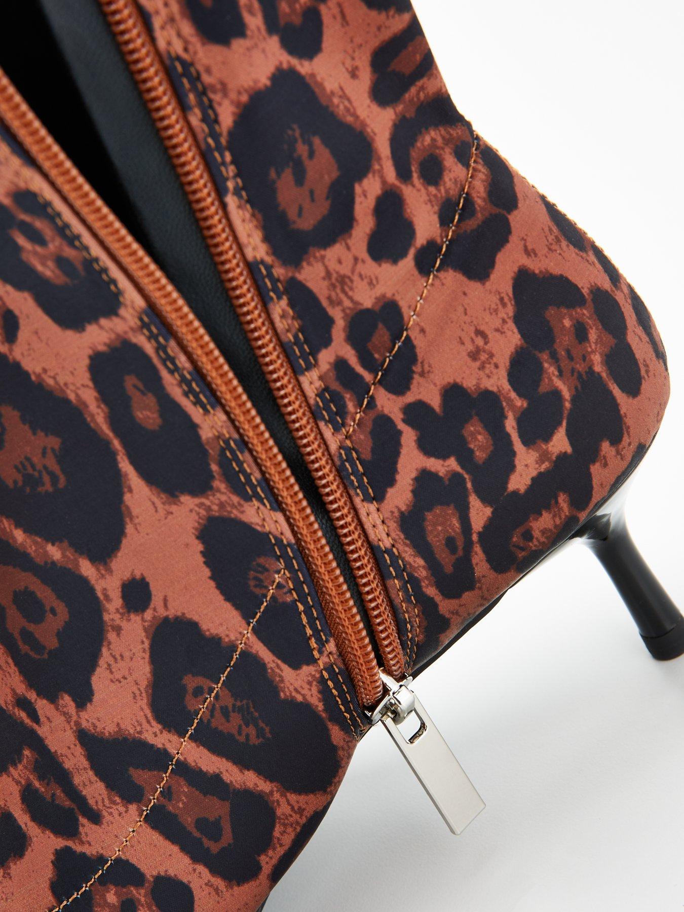 Image 6 of 7 of V by Very Leopard Ankle Sock Boot - Brown