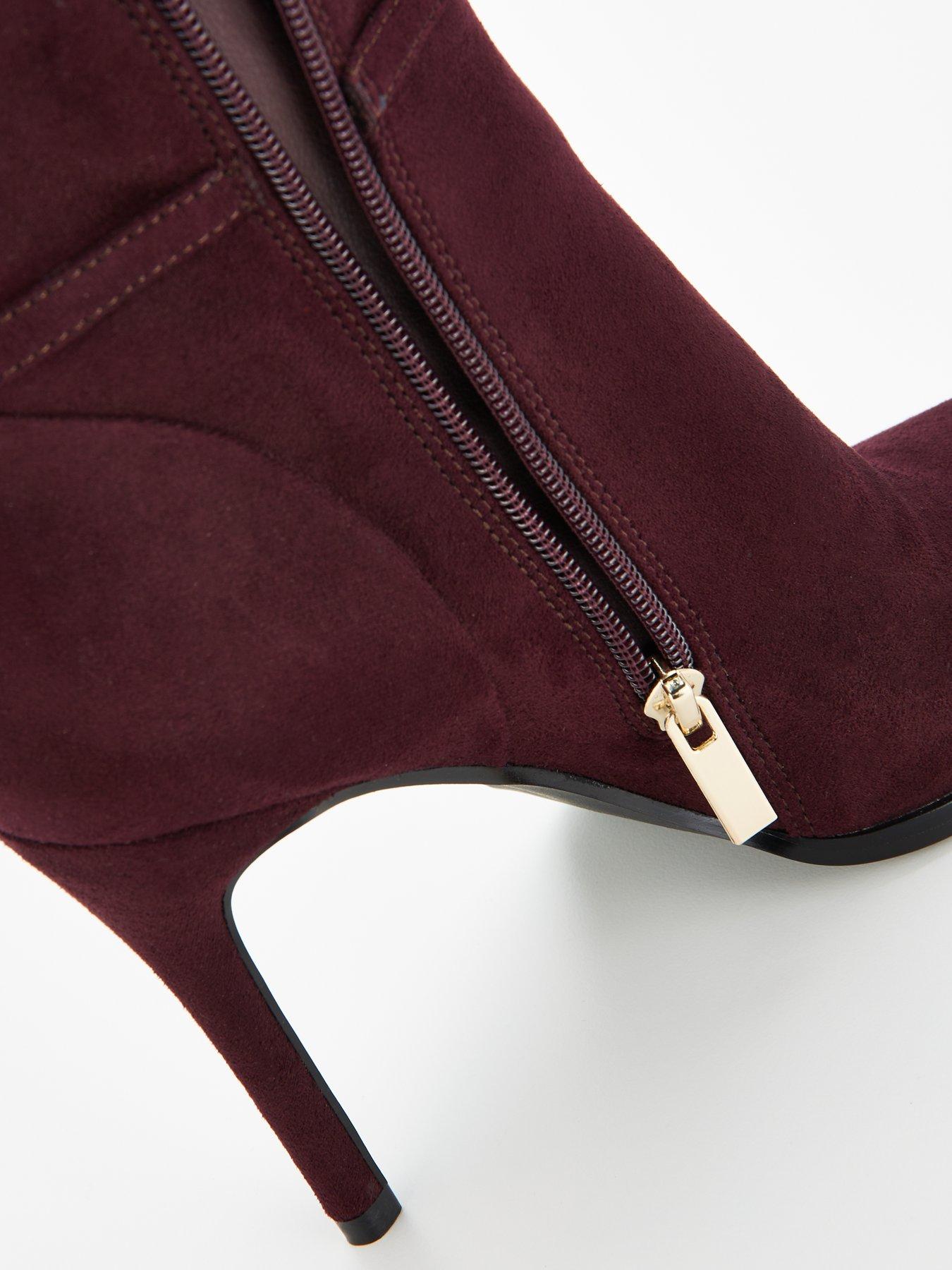 Burgundy High Heel Open Toe Ankle Boots Open Toe Boot ZBYY Women's