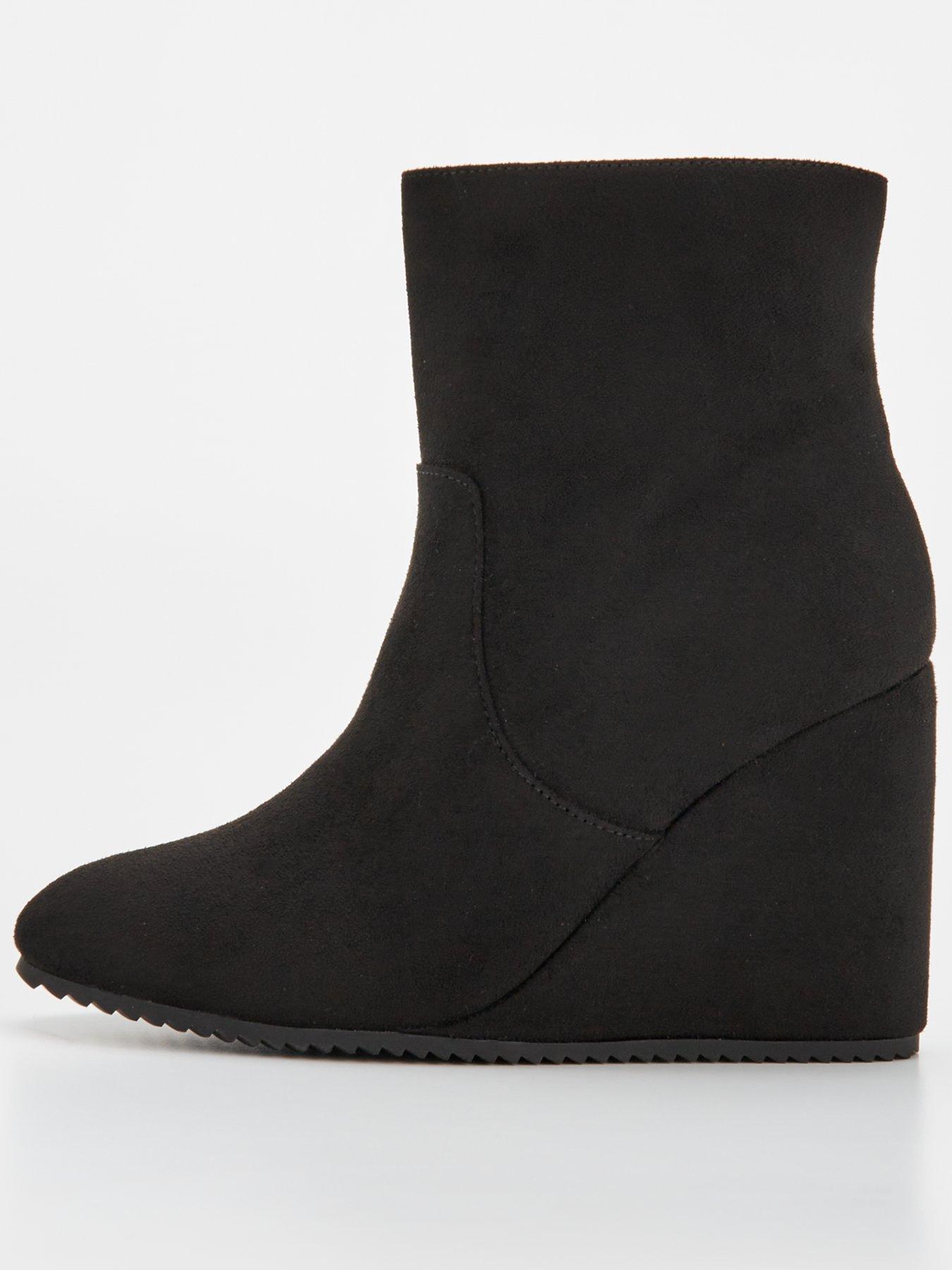 V By Very Wide Fit Wedge Ankle Boot  Black - Very Boot New In 31st October 2024