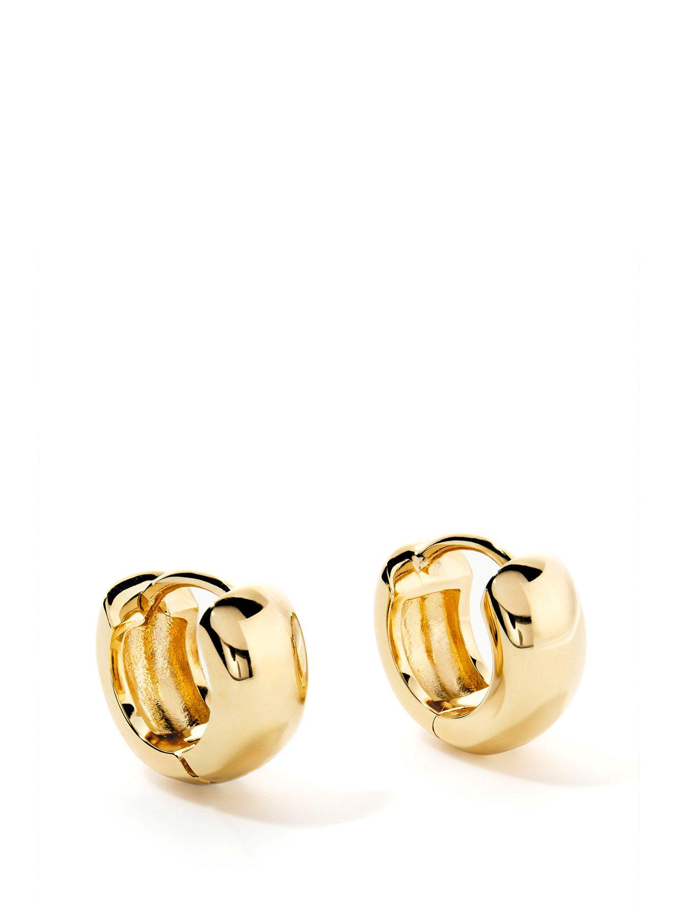 Product photograph of The Love Silver Collection 18ct Gold Plated Sterling Silver Chunky Hoop Earrings from very.co.uk