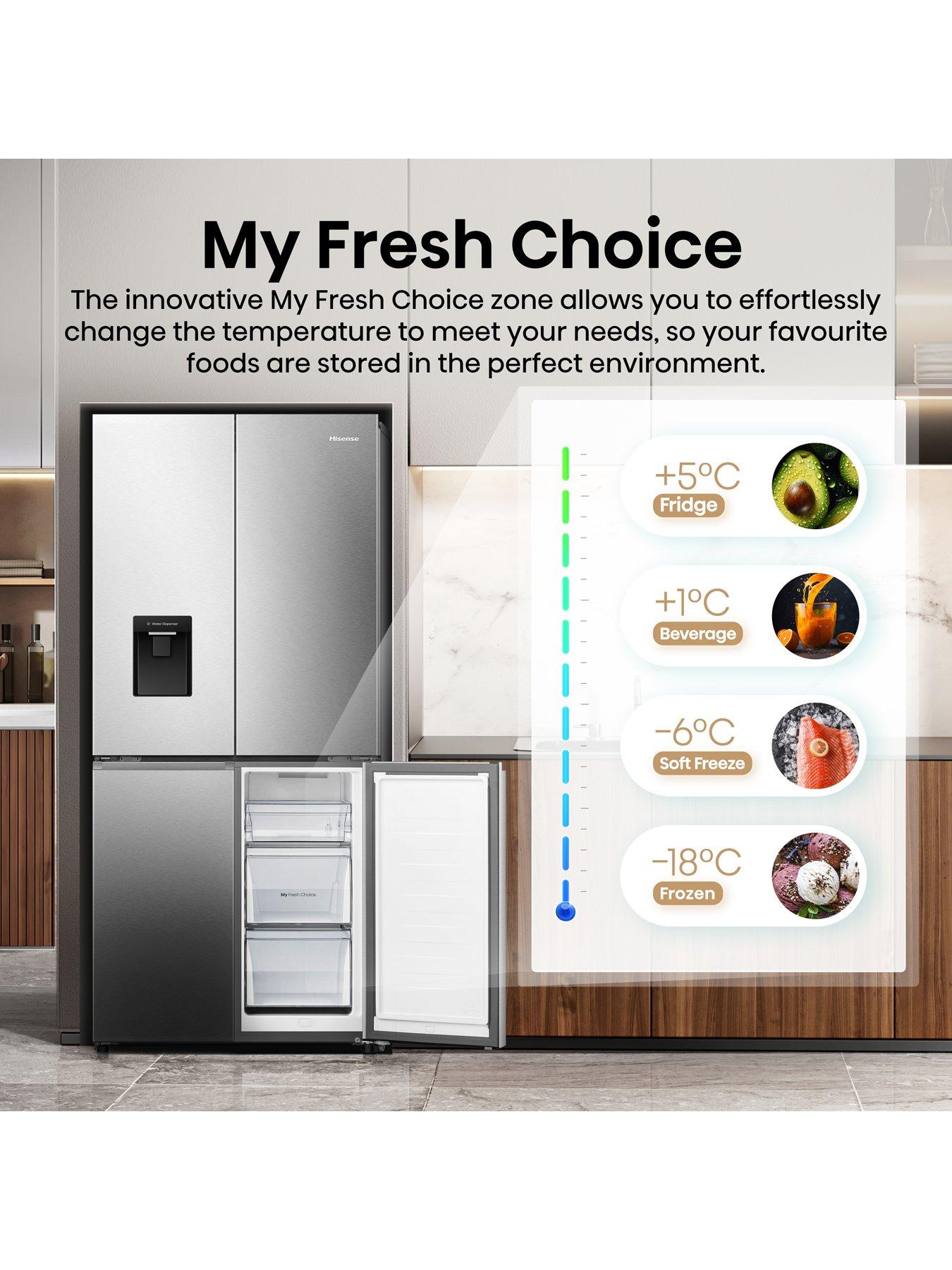 Image 5 of 7 of Hisense PureFlat Slim RQ5P470SMIE Total No Frost American Fridge Freezer with My Fresh Choice zone - Stainless Steel
