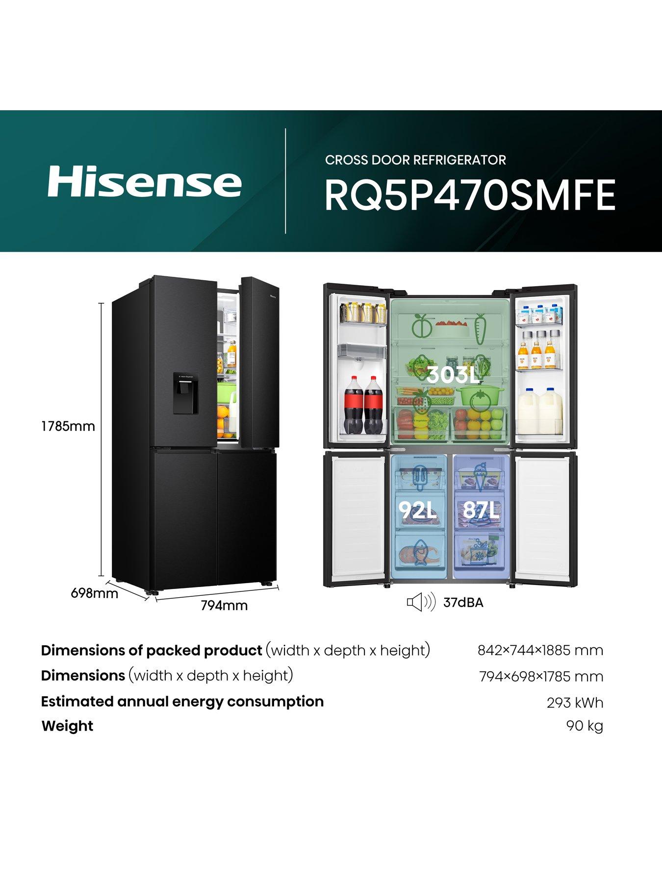 Image 5 of 6 of Hisense PureFlat Slim RQ5P470SMFE Total No Frost American Fridge Freezer with My Fresh Choice zone - Black Stainless Steel