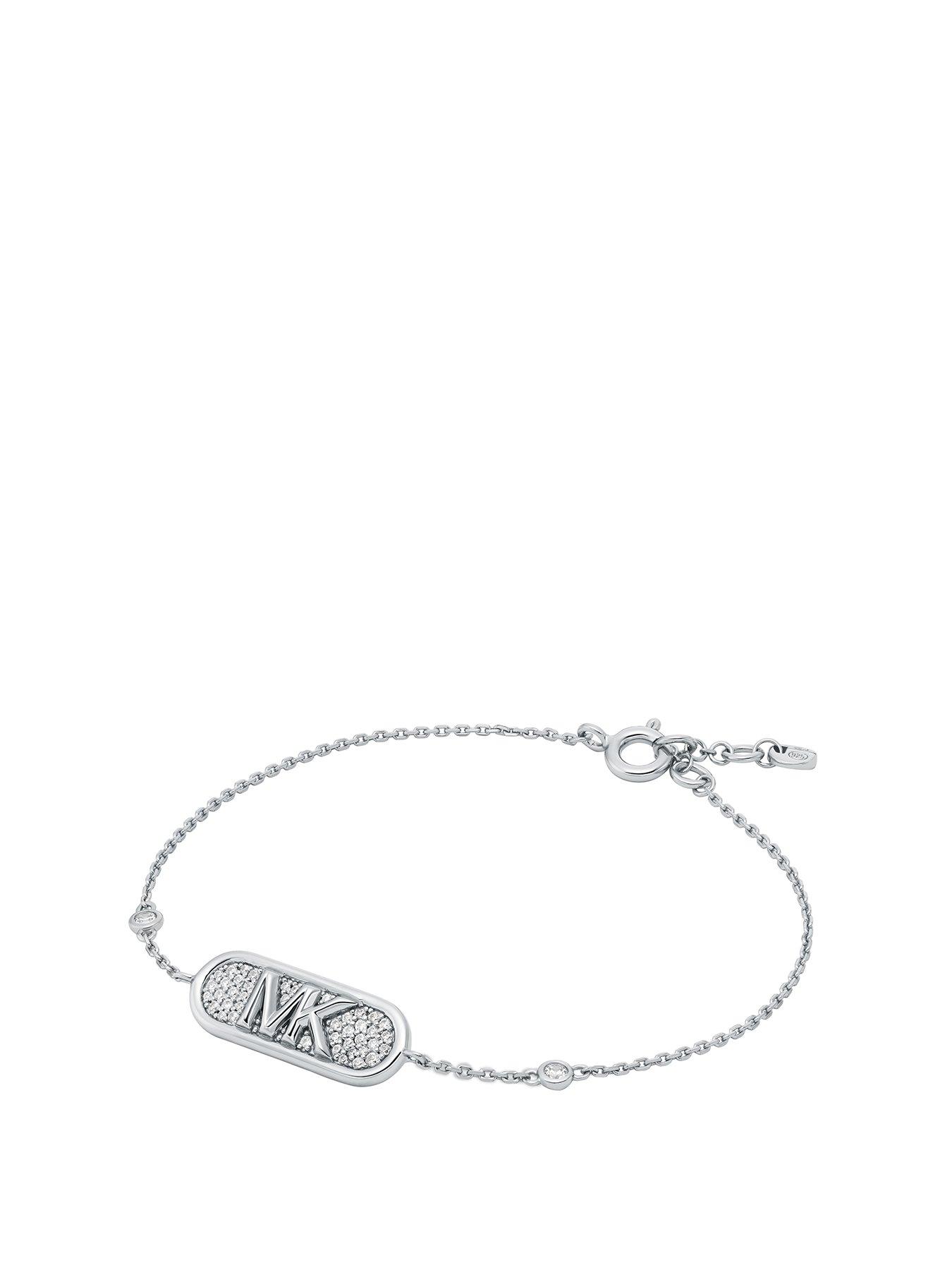 Product photograph of Michael Kors Sterling Silver - Empire Link Line Bracelet from very.co.uk