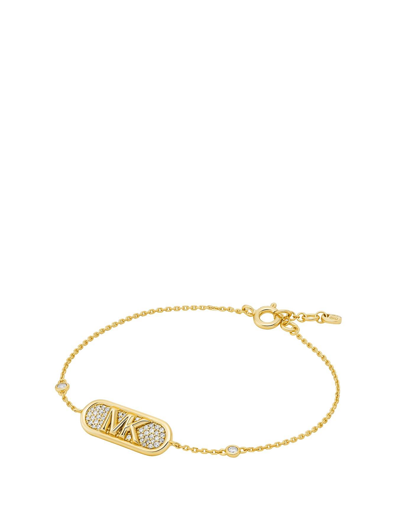 Product photograph of Michael Kors 14k Gold Sterling Silver - Empire Link Line Bracelet from very.co.uk