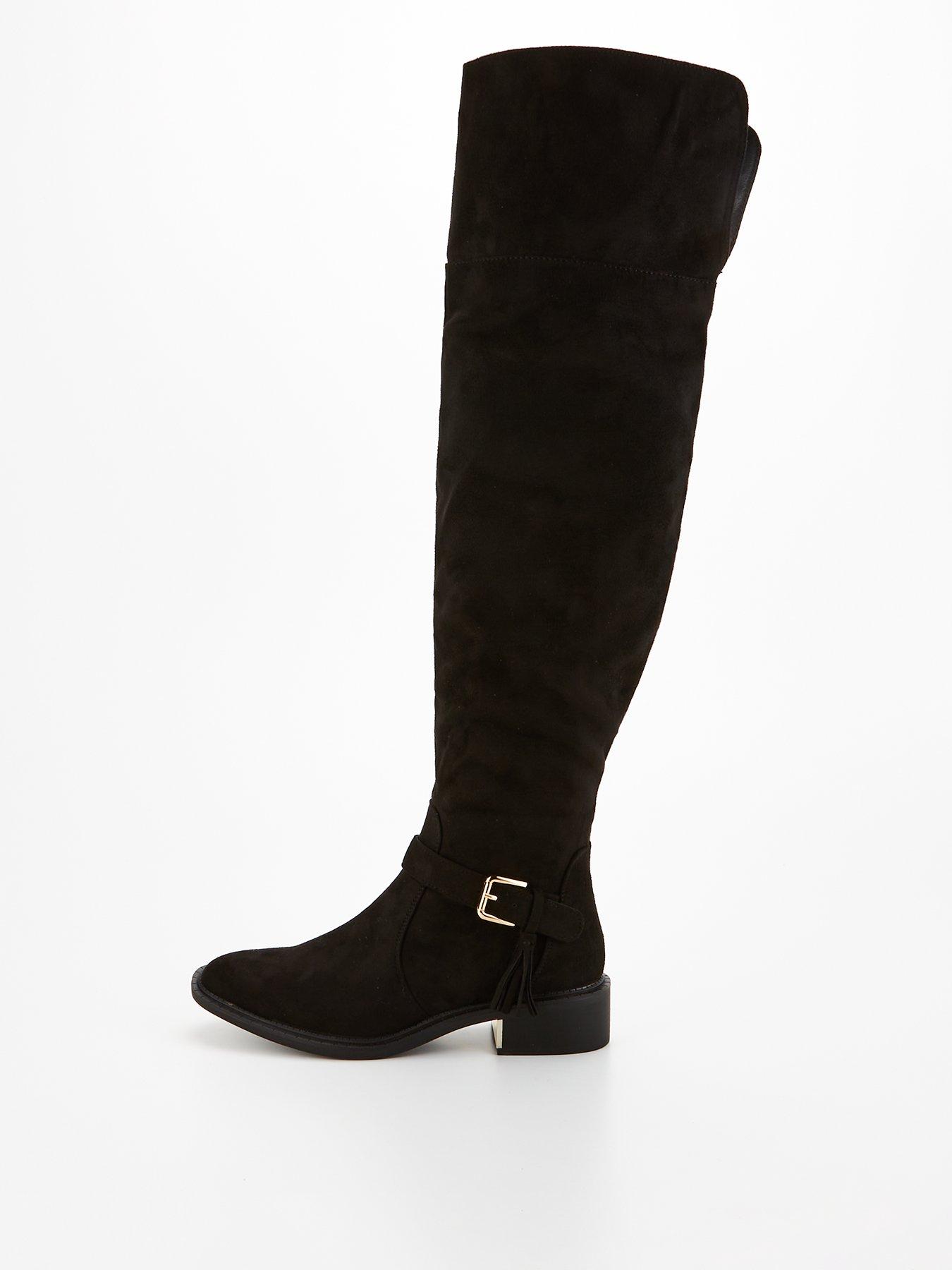 Boots Over the Knee Boots V by Very No Heel Black Shoes Boots Women Very