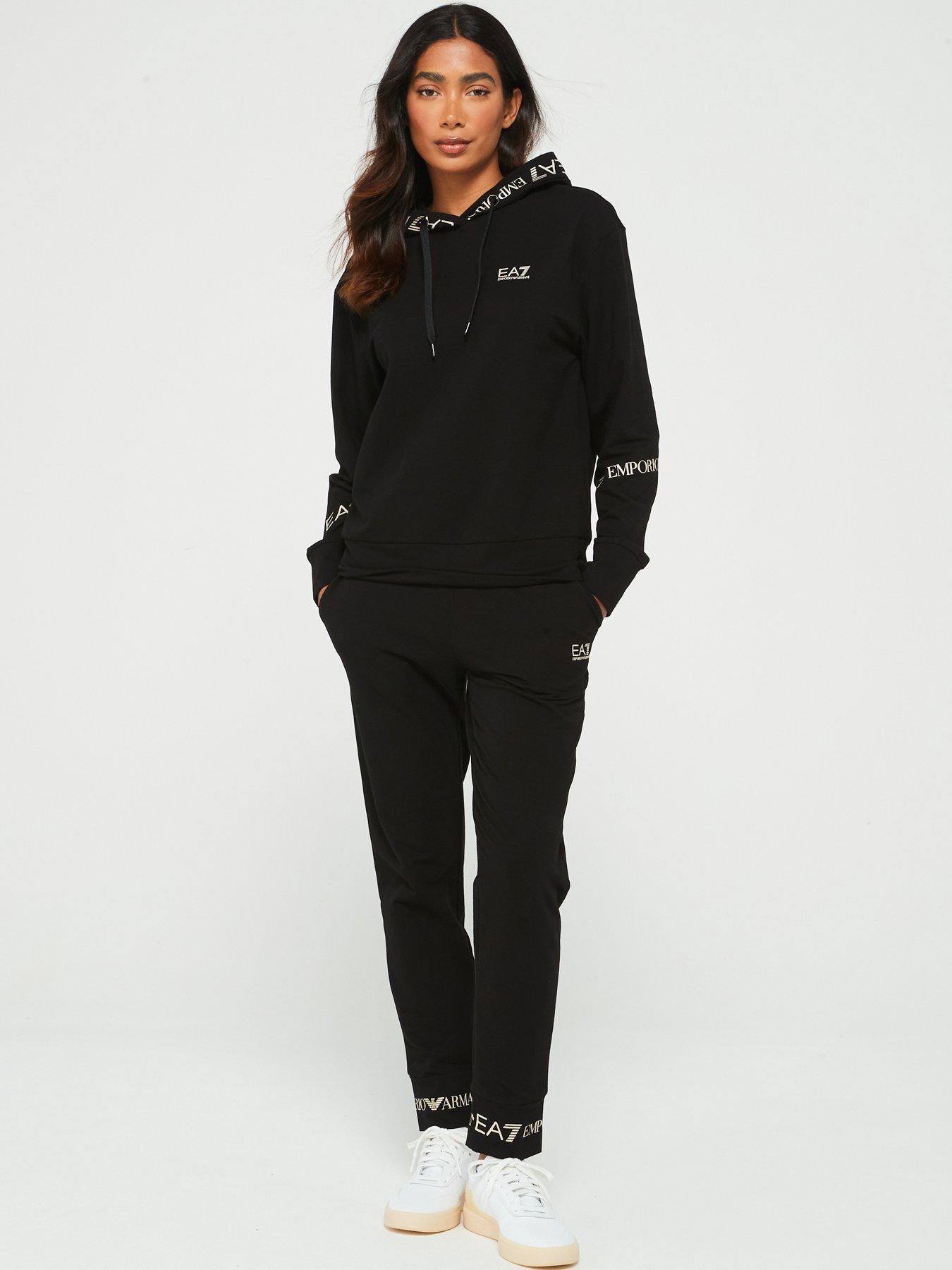 EA7 Emporio Armani Gold Logo Tracksuit - Black, Black, Size Xl, Women