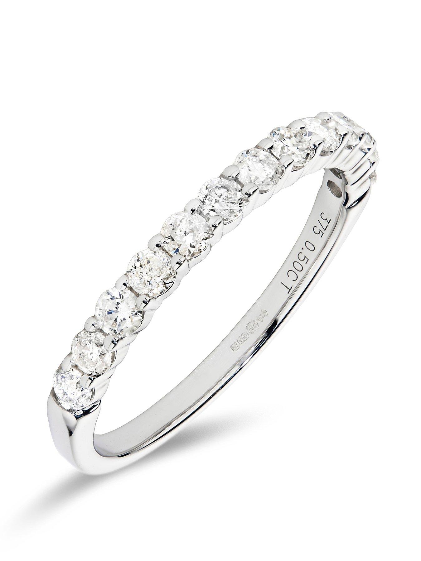 Product photograph of Love Diamond 9ct White Gold 0 50ct Natural Diamond Half Eternity Band Ring from very.co.uk