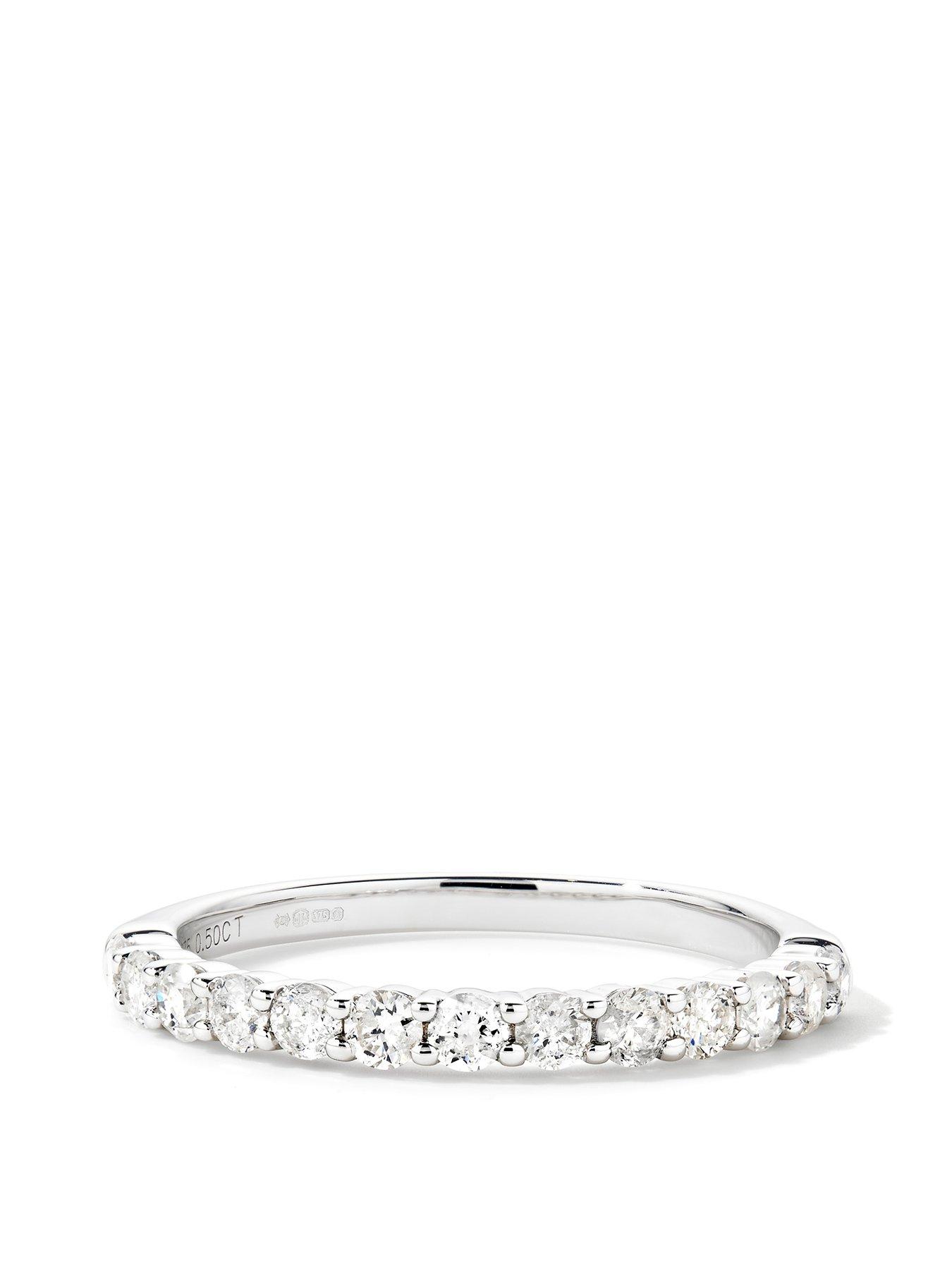 Love Diamond 9ct White Gold 0.50ct Natural Diamond Half Eternity Band 