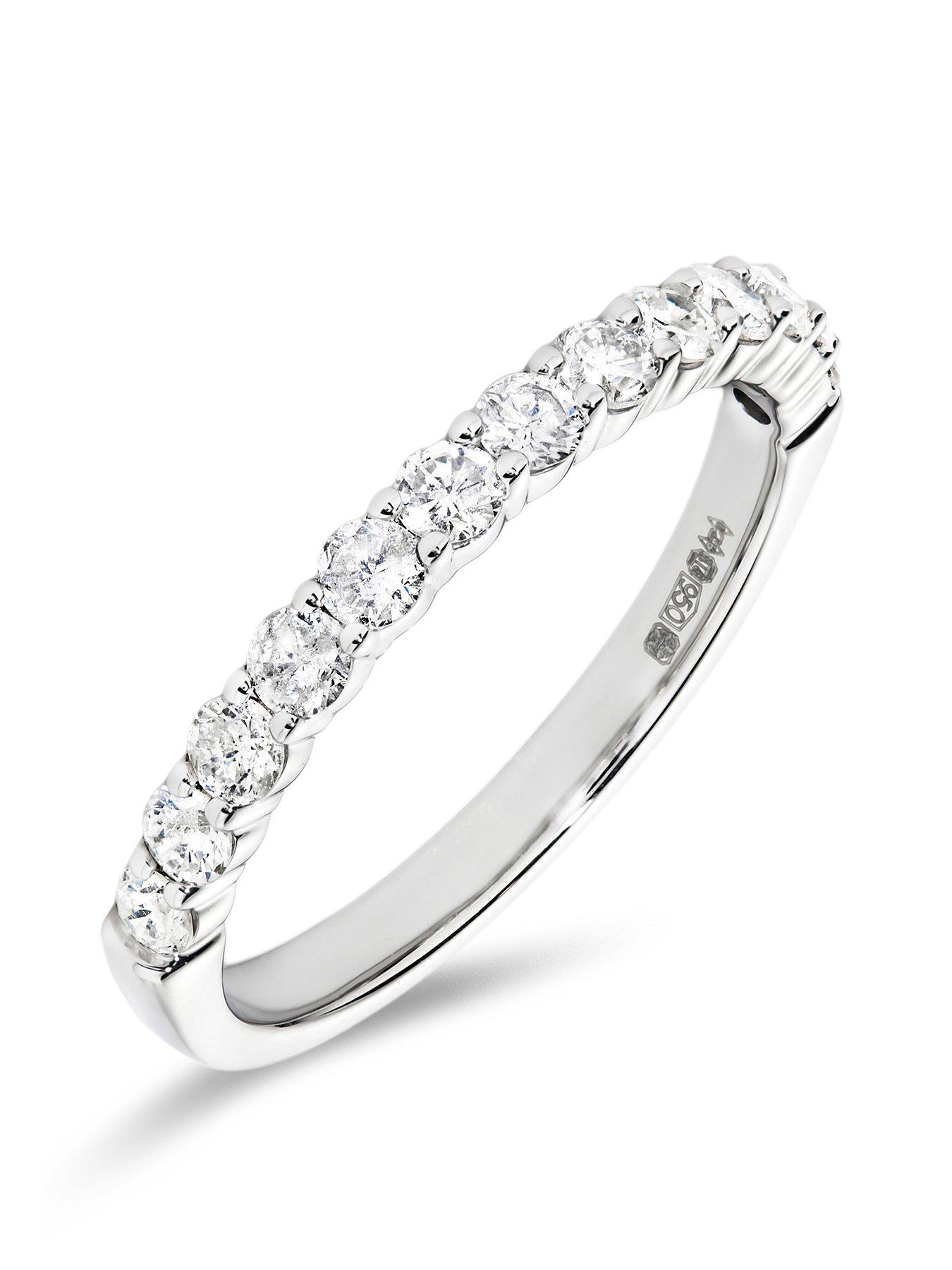 Product photograph of Love Diamond Platinum 0 50ct Natural Diamond Half Eternity Band Ring from very.co.uk