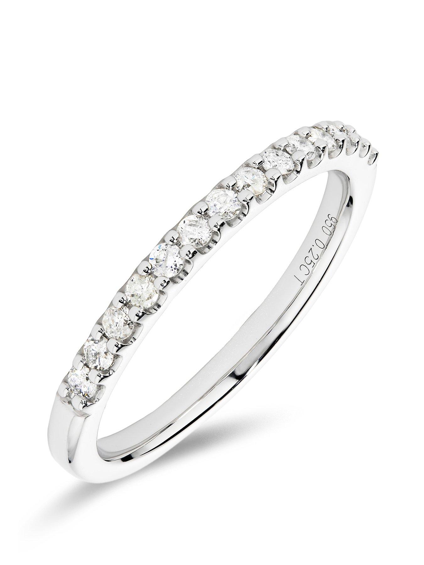 Product photograph of Love Diamond Platinum 0 25ct Natural Diamond Half Eternity Band Ring from very.co.uk