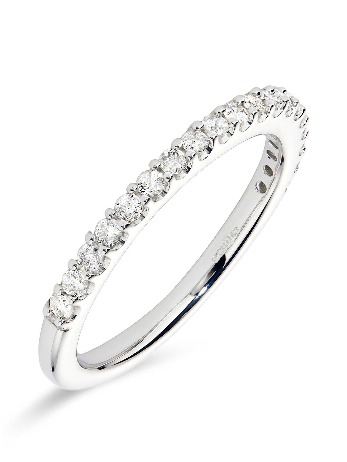 undefined 9ct White Gold 0.33ct Natural Diamond Half Eternity Band Ring