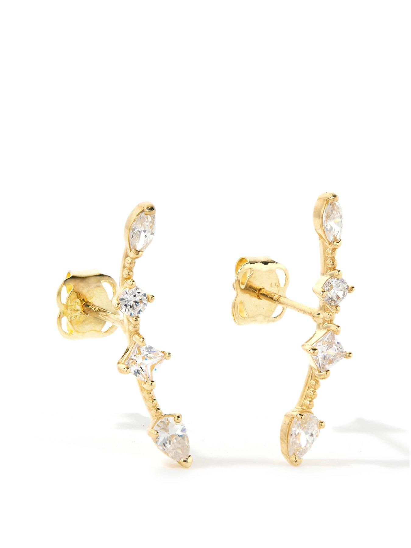 Product photograph of Love Gold 9ct Solid Gold Cubic Zirconia Constellation Stud Earrings from very.co.uk