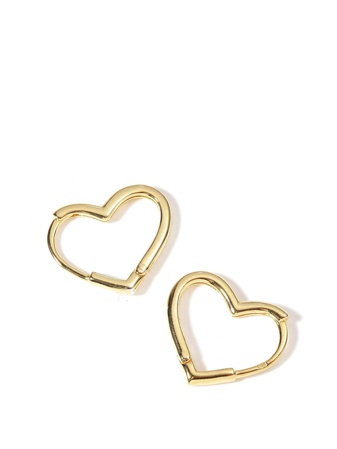 Product photograph of The Love Silver Collection Gold Plated Sterling Silver Heart 15mm Hoop Earrings from very.co.uk