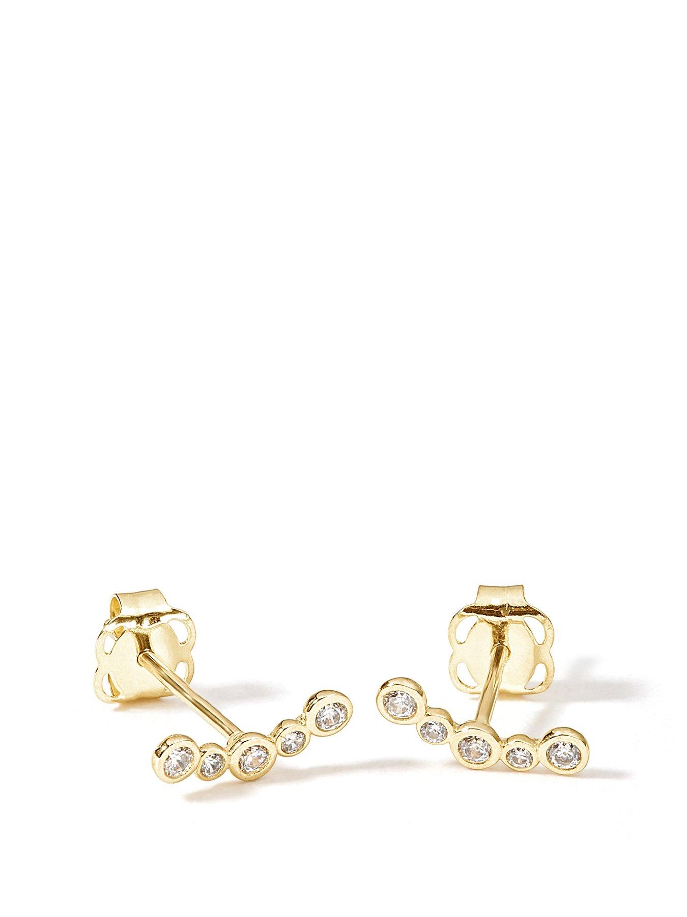 Product photograph of Love Diamond Solid 9ct Yellow Gold Lab Grown Diamonds Bubble Row Stud Earrings from very.co.uk