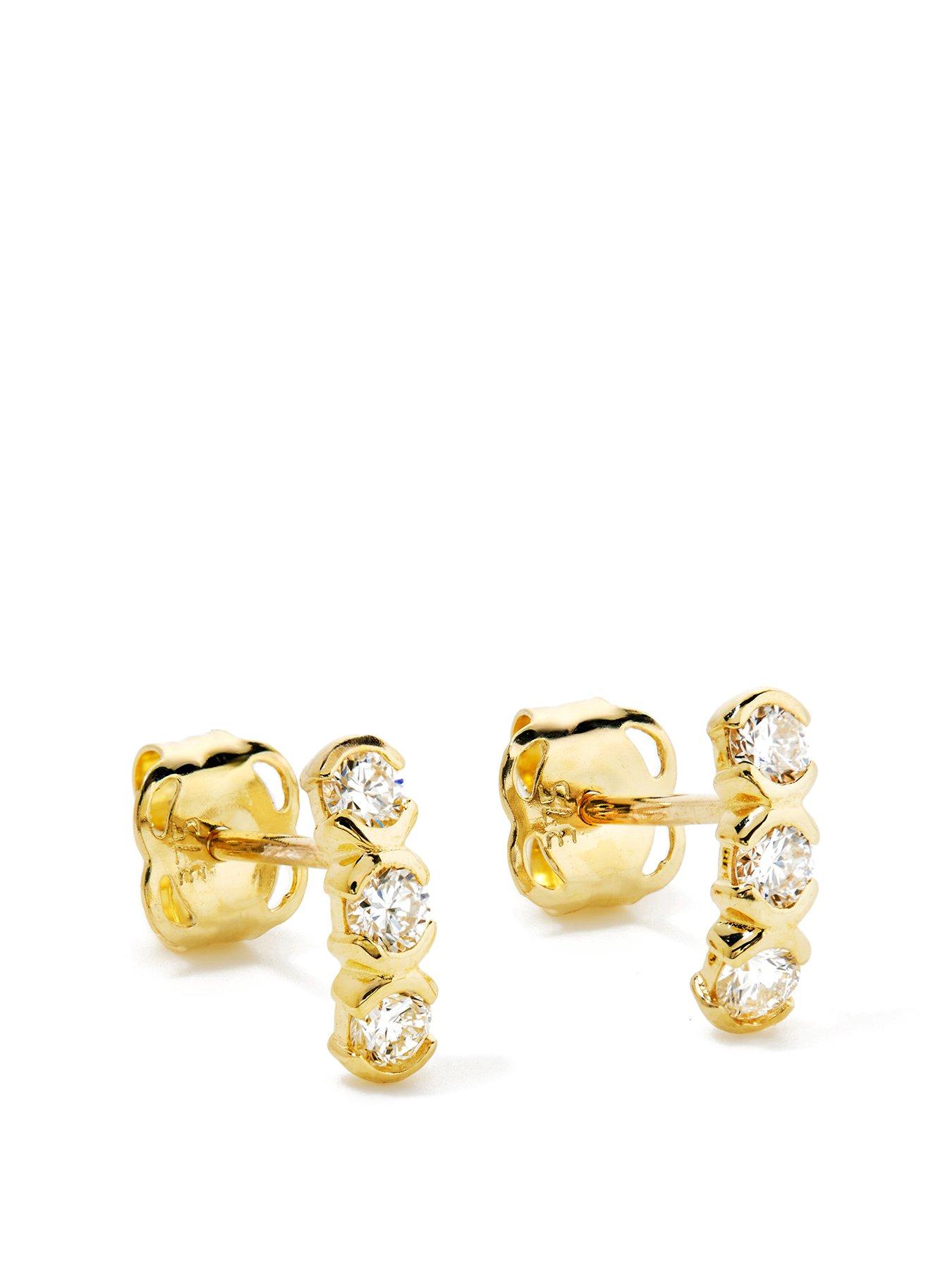 Product photograph of Love Diamond Solid 9ct Yellow Gold Lab Grown Diamond Kiss Stud Earrings from very.co.uk