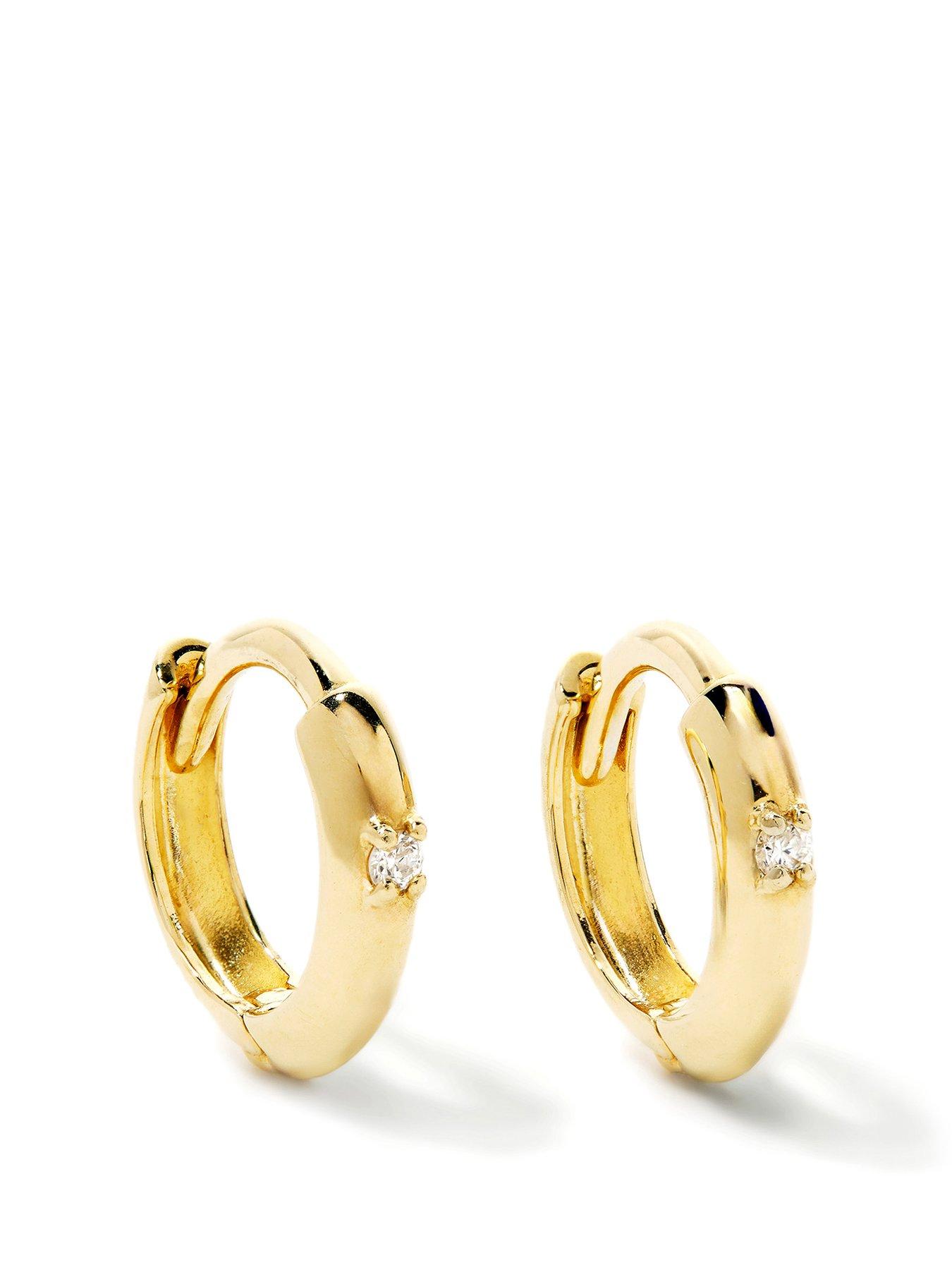 Product photograph of Love Diamond Solid 9ct Yellow Gold Lab Grown Diamond 10mm Huggie Hoop Earrings from very.co.uk