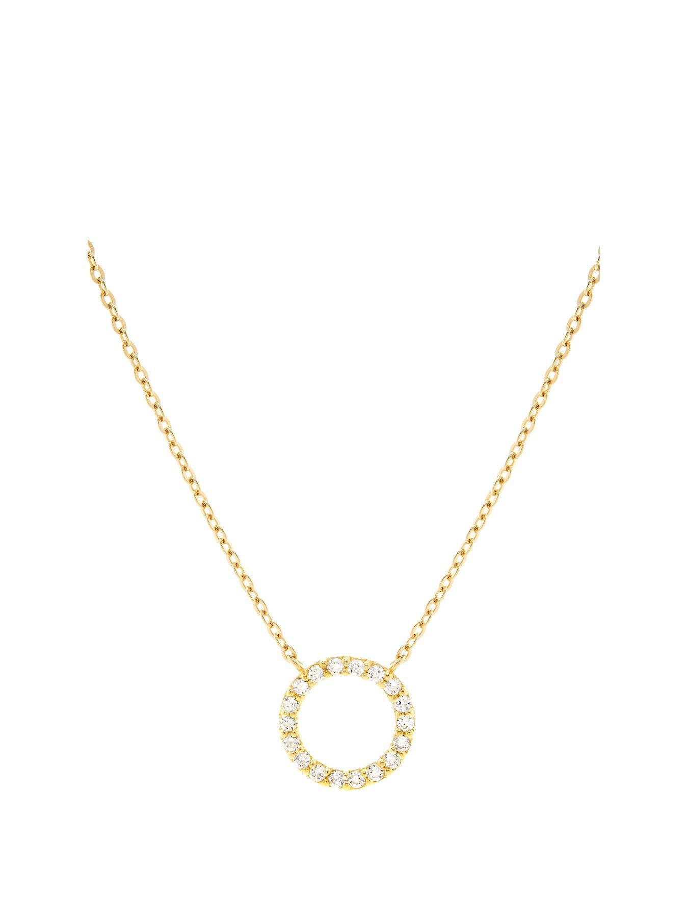 Product photograph of Love Diamond Solid 9ct Yellow Gold Lab Grown Diamond Circle Necklace from very.co.uk