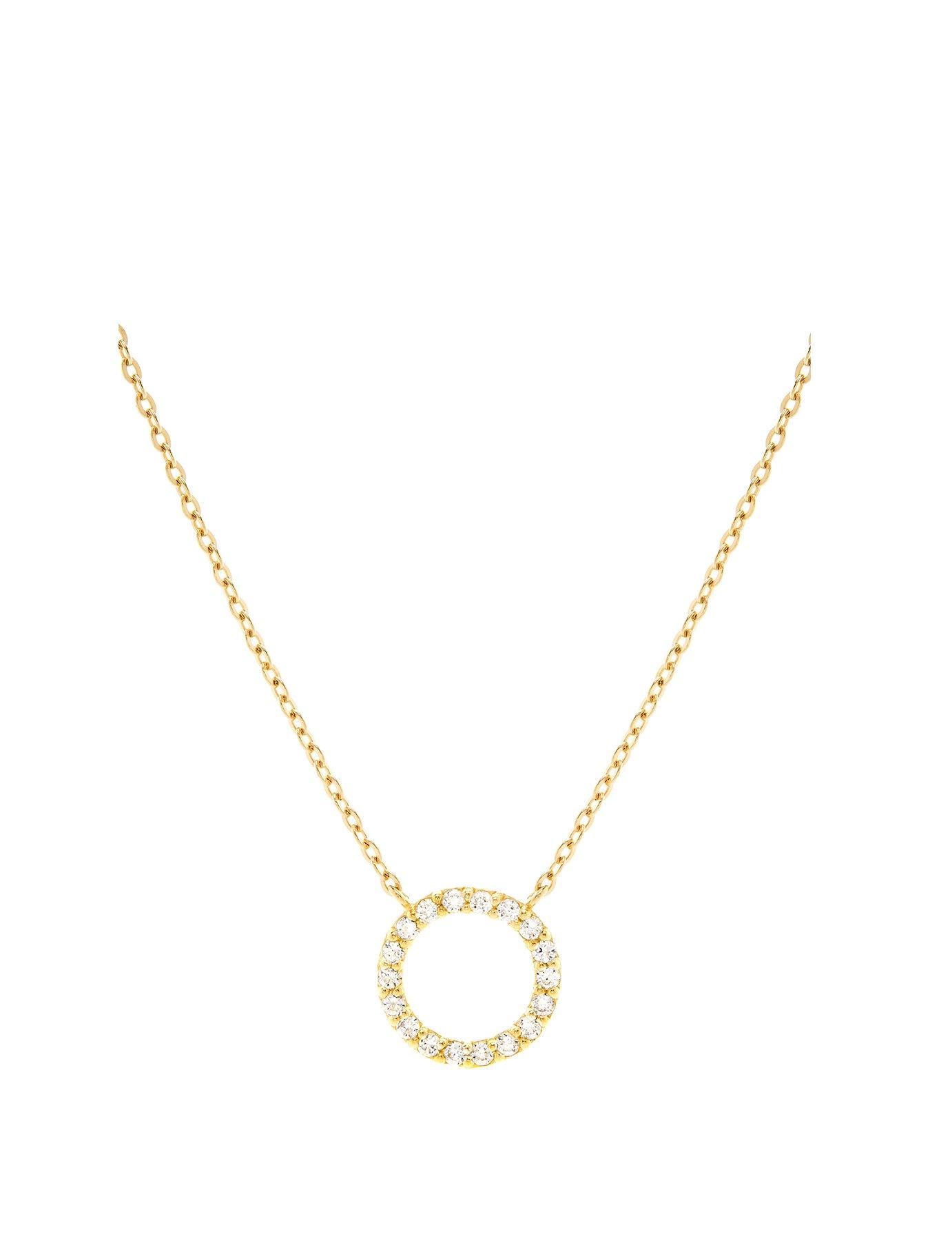 undefined Solid 9ct Yellow Gold Lab Grown Diamond Circle Necklace
