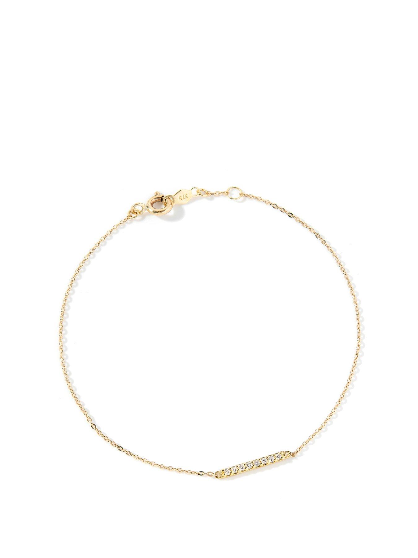 Product photograph of Love Diamond Solid 9ct Yellow Gold Lab Grown Diamond Bar Bracelet 18cm 7 Inches from very.co.uk