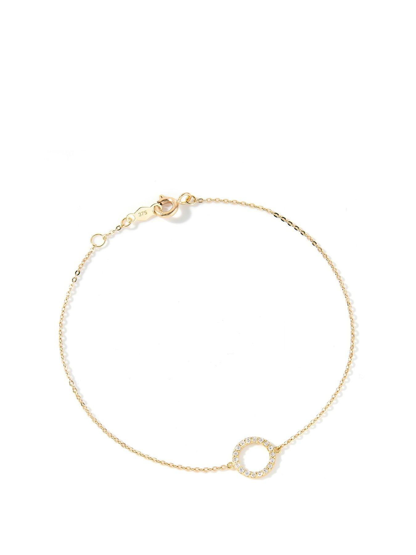 Product photograph of Love Diamond Solid 9ct Yellow Gold Lab Grown Diamond Circle Bracelet 18 5cm 7 3 Inches from very.co.uk