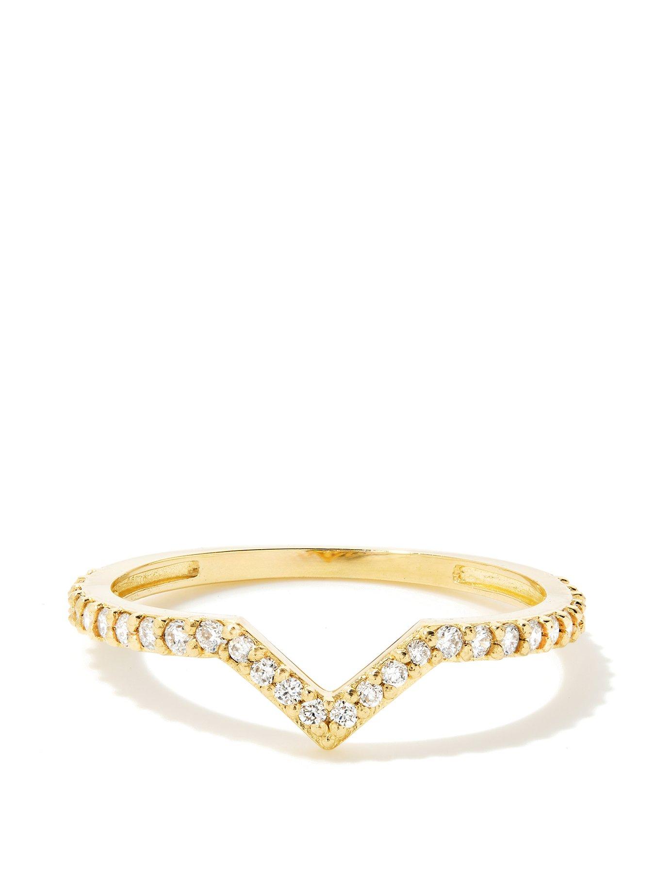 Product photograph of Love Diamond Solid 9ct Yellow Gold Lab Grown Diamond Wishbone Stacking Ring from very.co.uk