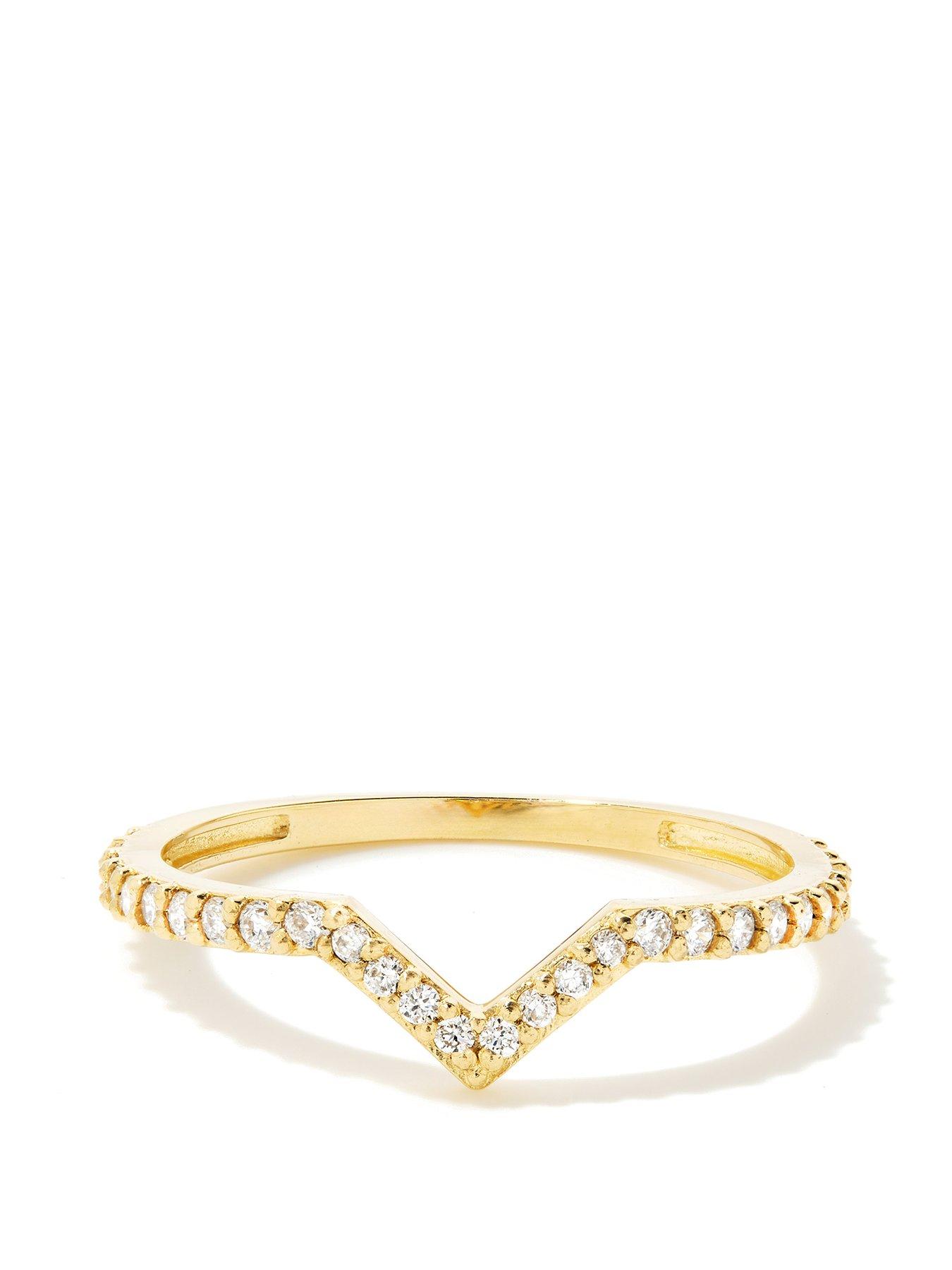 undefined Solid 9ct Yellow Gold Lab Grown Diamond Wishbone Stacking Ring
