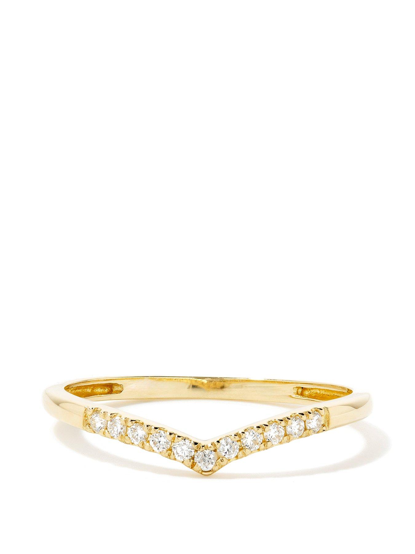 Product photograph of Love Diamond Solid 9ct Yellow Gold Lab Grown Diamond Wishbone Ring from very.co.uk
