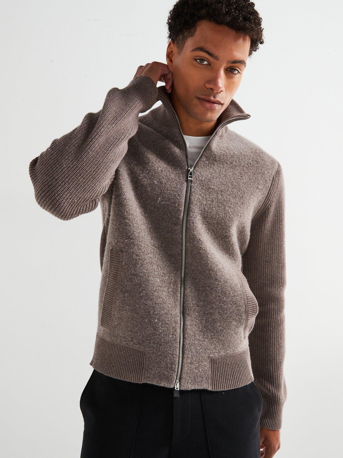undefined H-Emeraviglio Full Zip Knitted Jumper - Grey