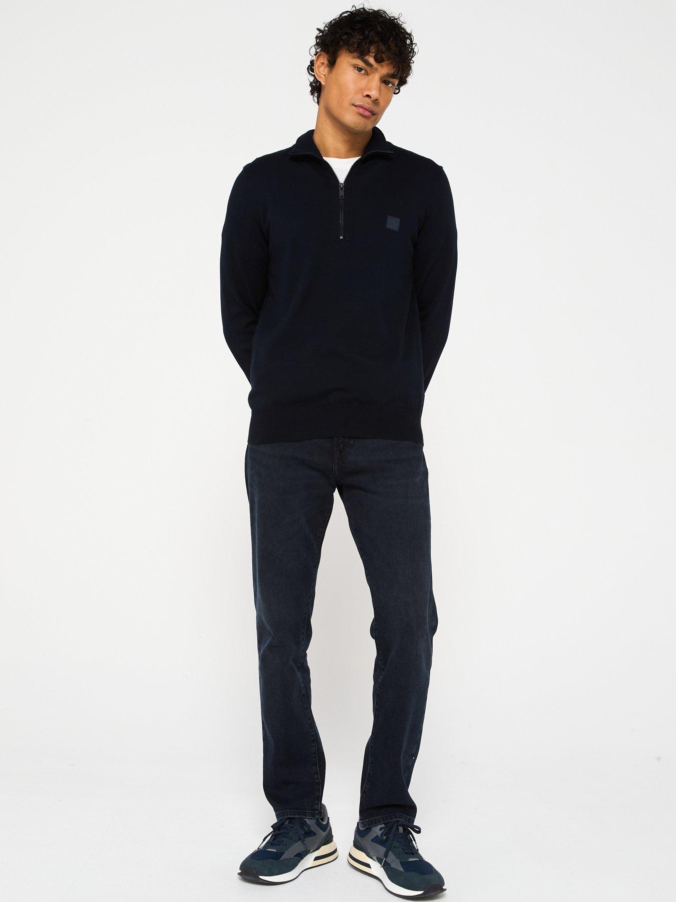 Image 3 of 4 of BOSS Kanobix S Regular Fit 1/4 Zip Knitted Jumper - Blue