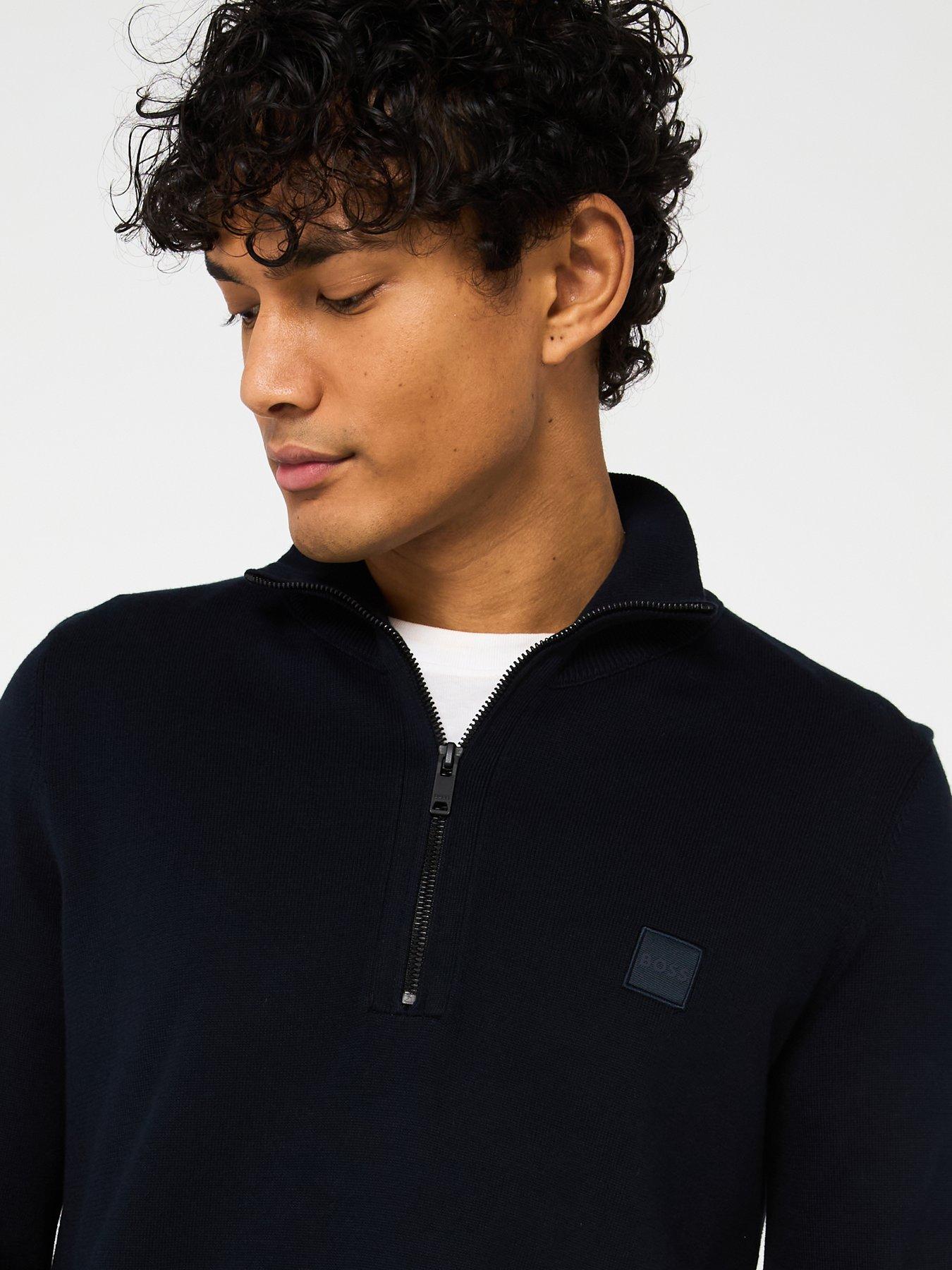 Image 4 of 4 of BOSS Kanobix S Regular Fit 1/4 Zip Knitted Jumper - Blue