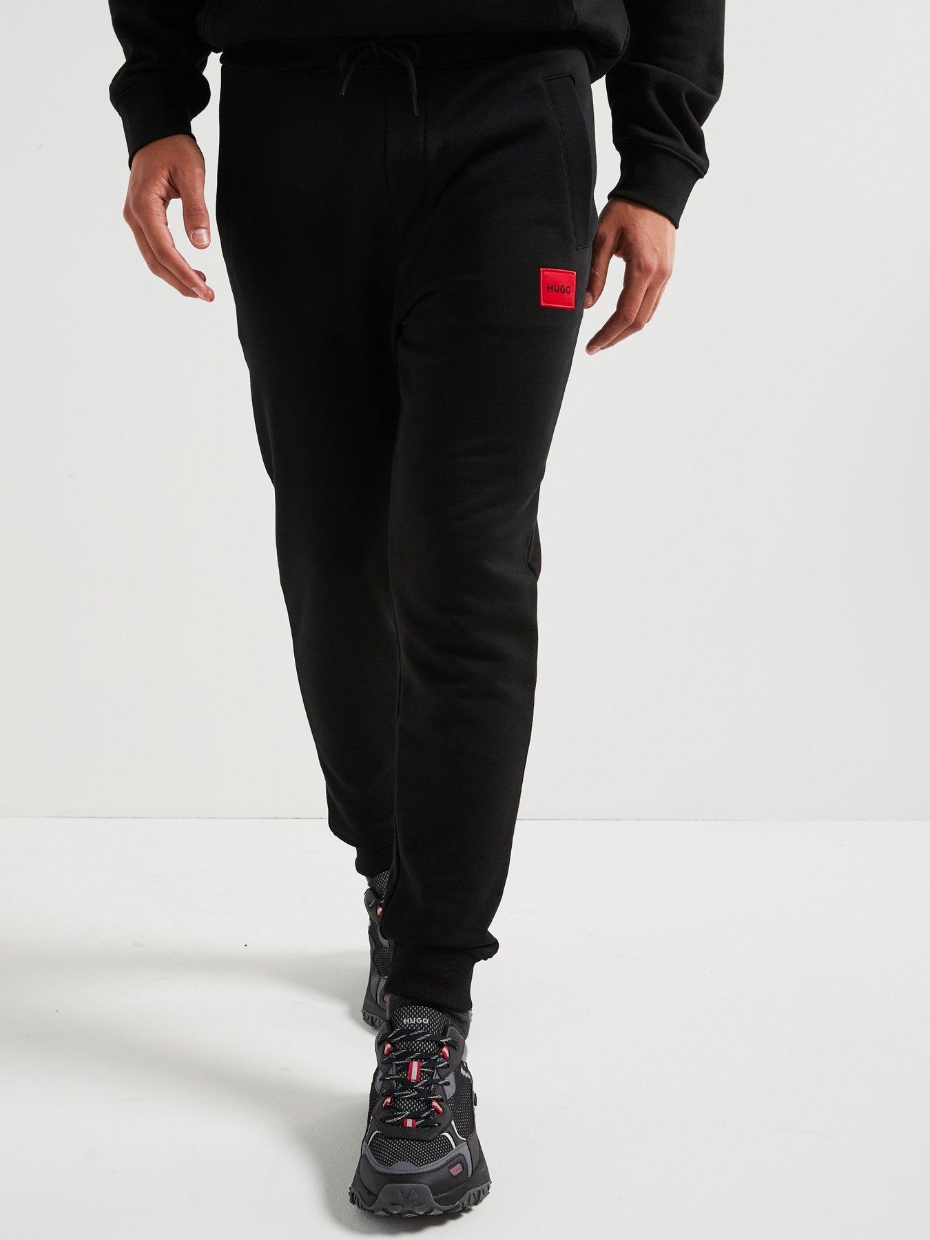 HUGO Doak Red Patch Logo Joggers - Black