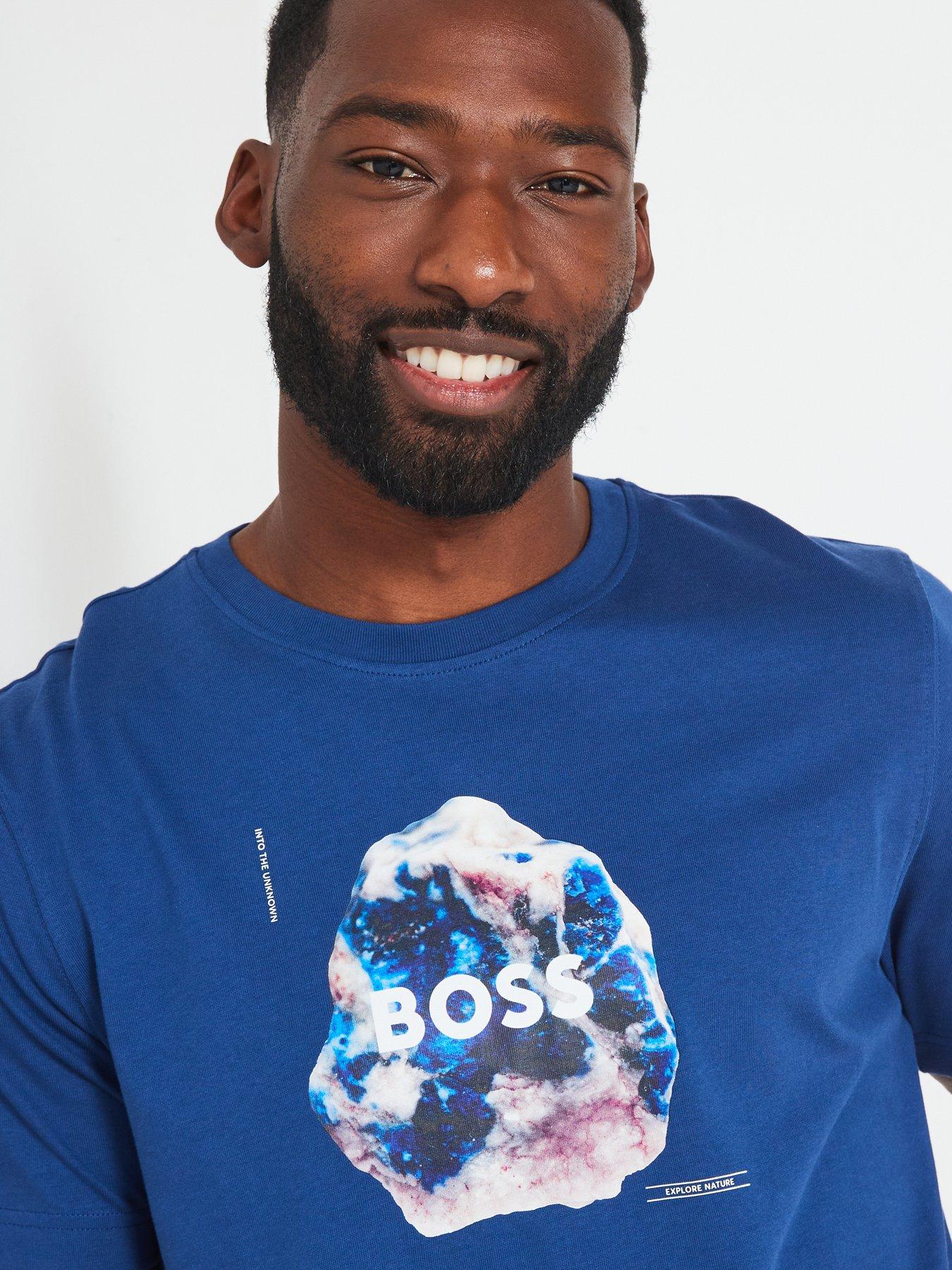 Image 4 of 5 of BOSS TE Moon Regular Fit Graphic T-Shirt - Navy