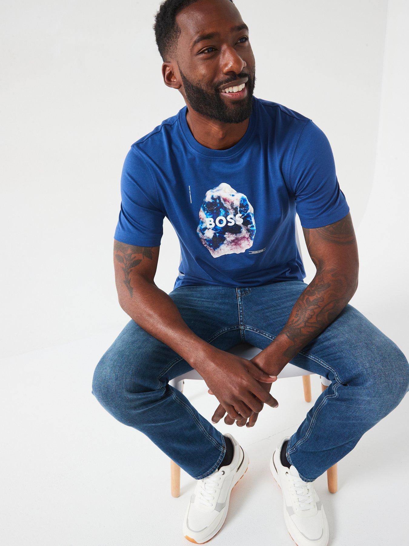 Image 5 of 5 of BOSS TE Moon Regular Fit Graphic T-Shirt - Navy