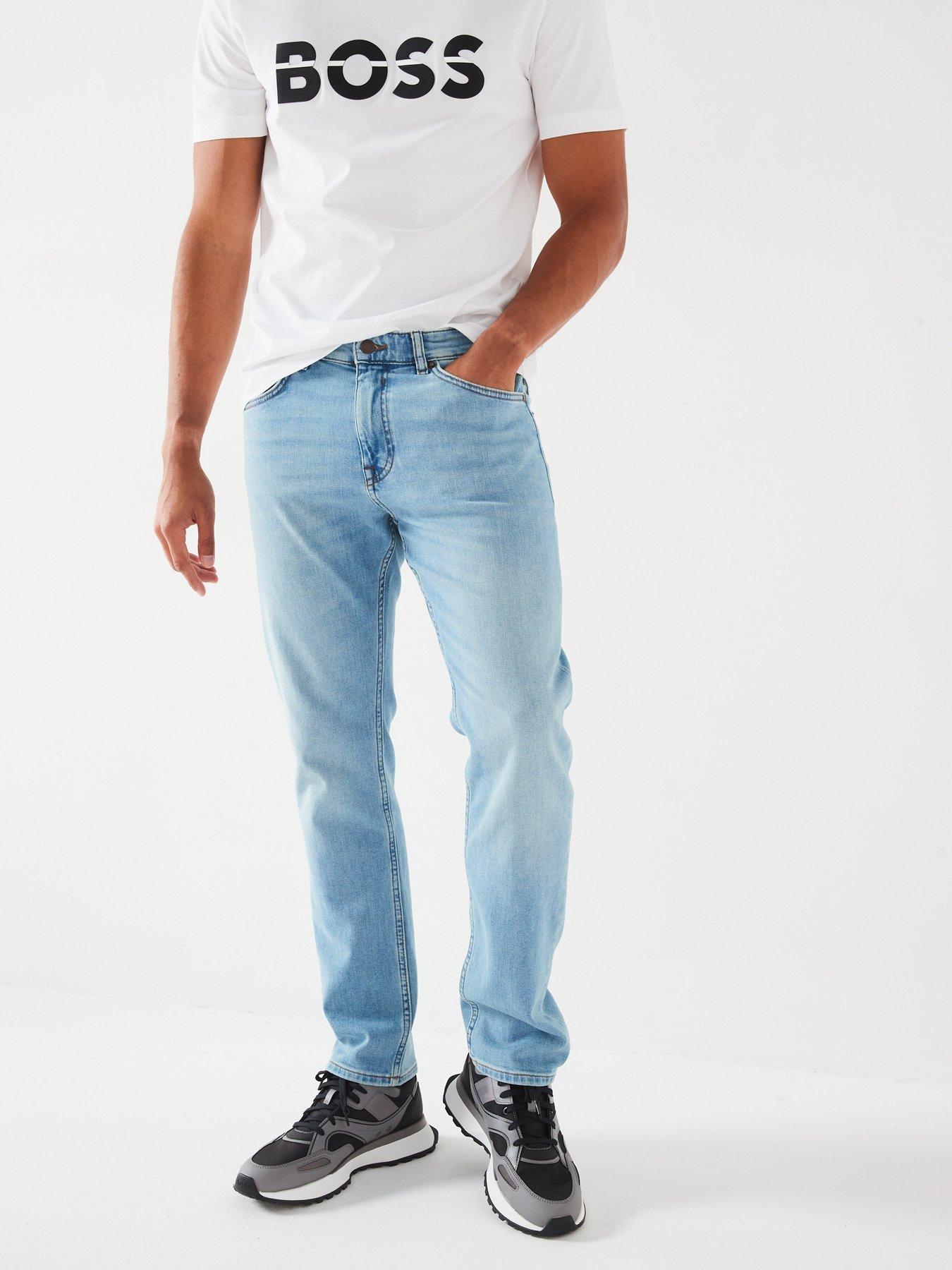 BOSS Delaware Slim Fit Jeans, Light Wash, Size 36, Length Regular, Men