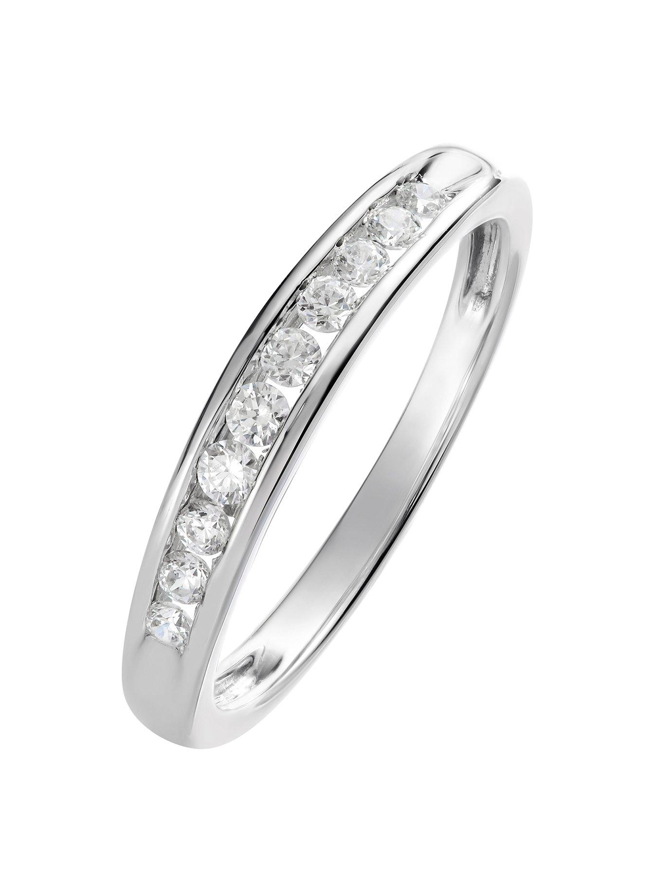 Product photograph of Love Diamond 9ct White Gold 0 25ct Natural Diamond Channel Eternity Band Ring from very.co.uk