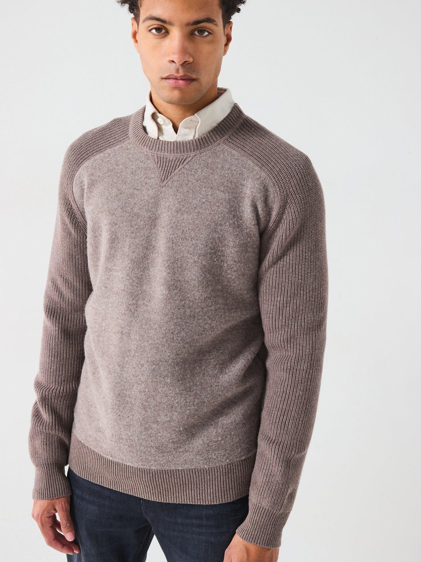 undefined H-Ematero Contrast Shoulder Knitted Jumper - Grey