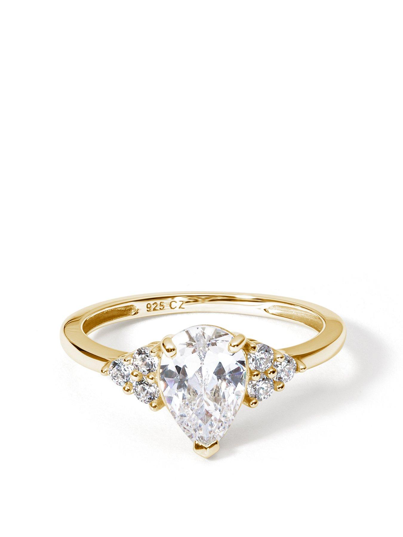 Product photograph of Love Gold 9ct Solid Gold Pear Cubic Zirconia Ring from very.co.uk